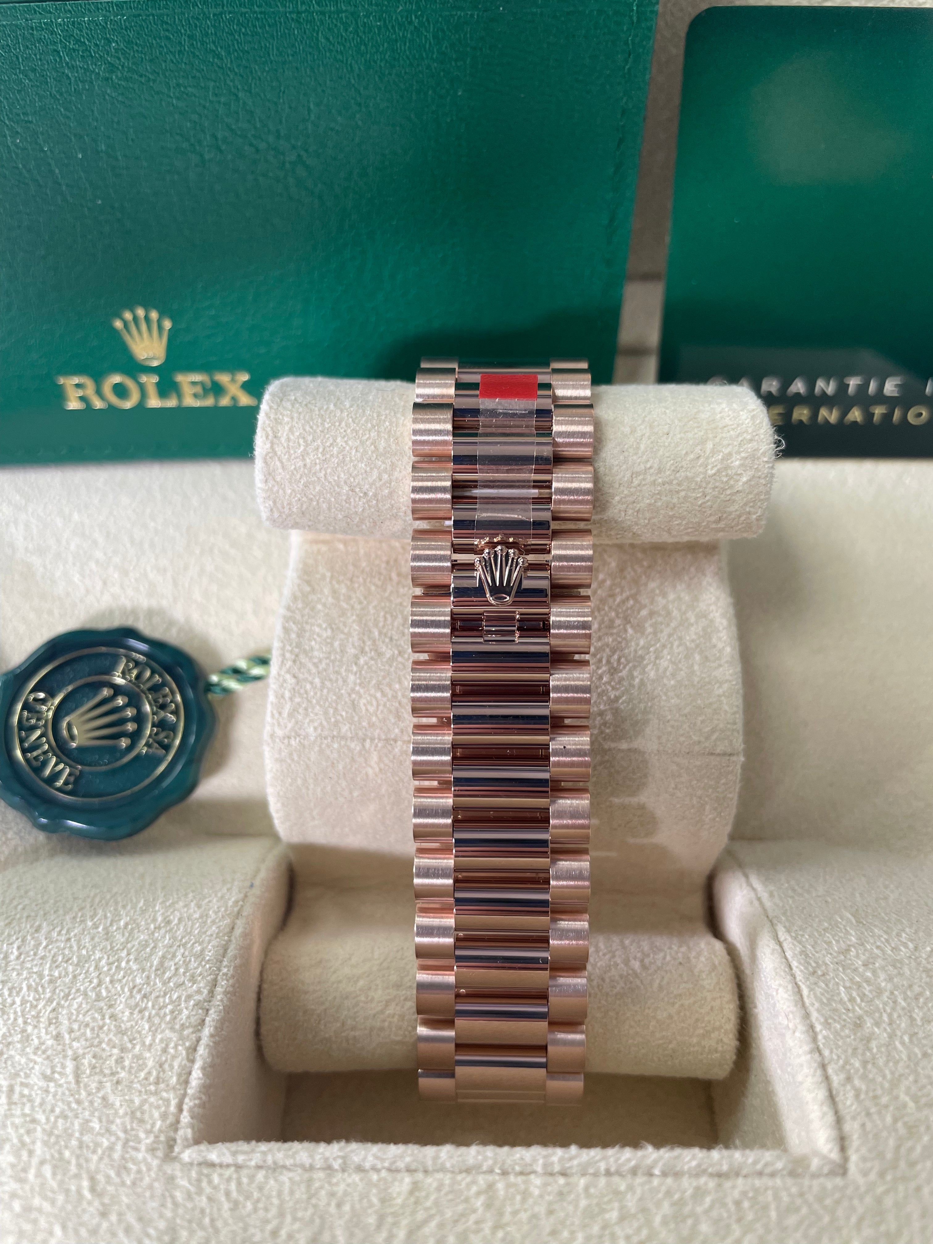 Rolex Day Date 36 Everose Gold Watch with Fluted Bezel & Brown Ombré Diamond Dial - President Bracelet (Ref# 128235) | Luxury Timepiece for Business Meetings & Special Occasions