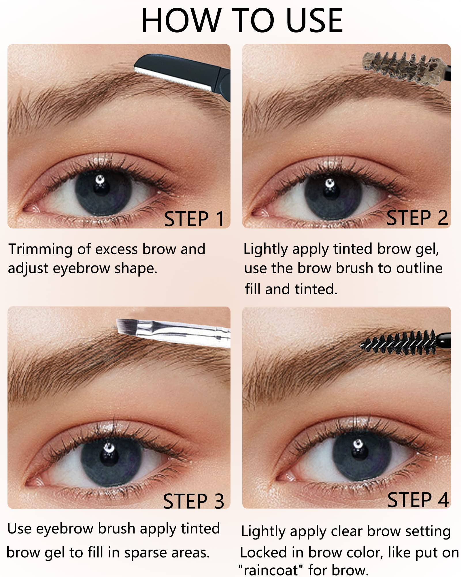 Espresso Brow Gel Kit - Tinted Thickening Eyebrow Mascara & Clear Setting Brow Glue for Natural Looking Brows | Long Lasting Brow Lift & Sculpt | Light, Medium & Dark Brown Shades with Dual-Ended Applicator | Perfect for Everyday Makeup & Special Occasions