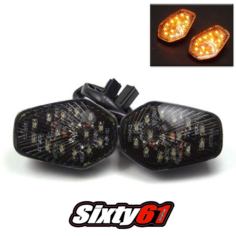 Sixty61 Flush Mount LED Turn Signal Lights for Suzuki Hayabusa 1999-2007 | Smoke Lens Mirror Block Off Plates | Motorcycle Safety & Customization Upgrade