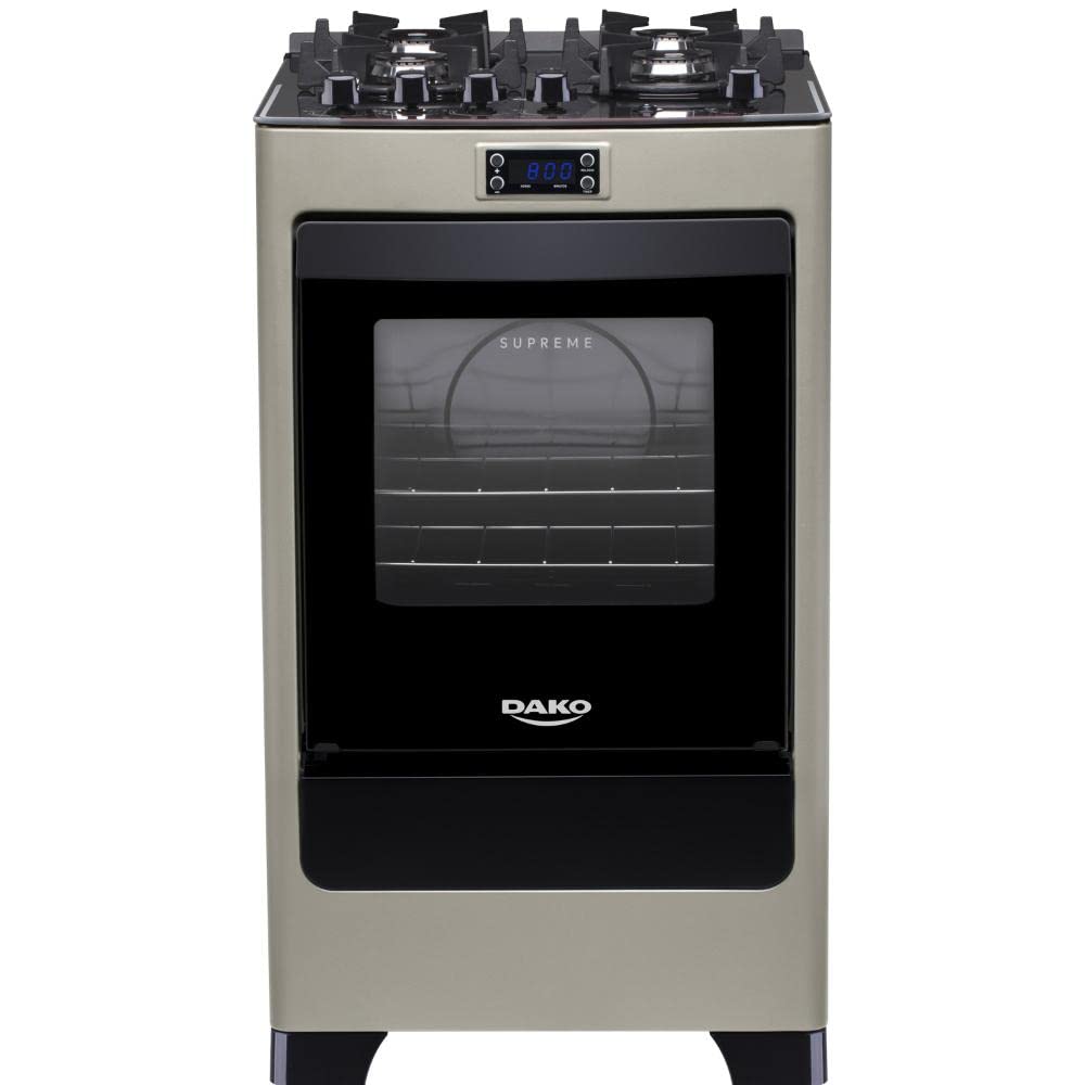 Dako Supreme 4-Burner Gas Stove with Timer, Glass Top & Titanium Finish - Bivolt for Home & Restaurant Cooking