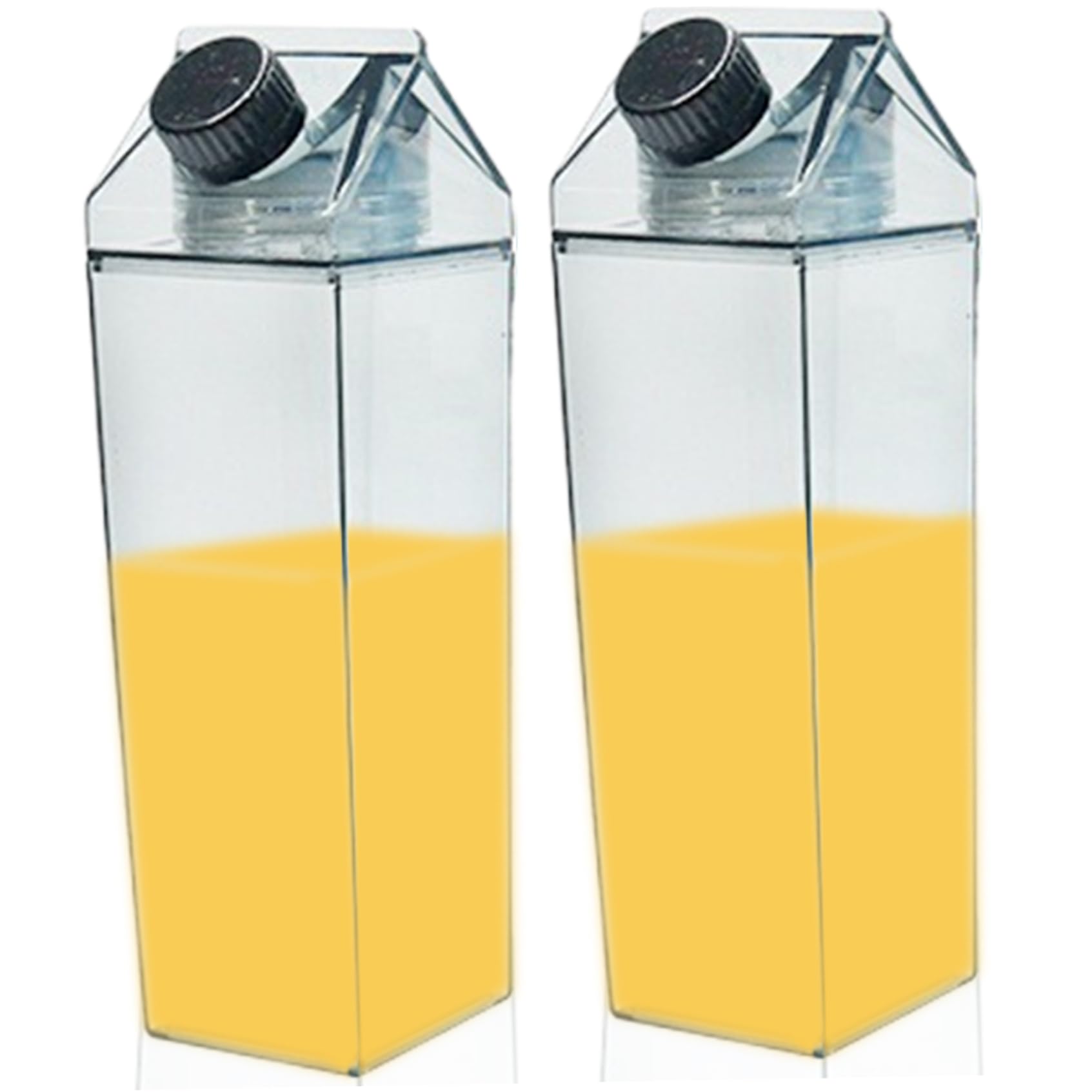 2pcs 500ml Clear Plastic Square Milk Carton Water Bottles - Leakproof Portable Juice & Soda Container for Kids Lunchbox, School, Gym & Outdoor Activities (Purple)
