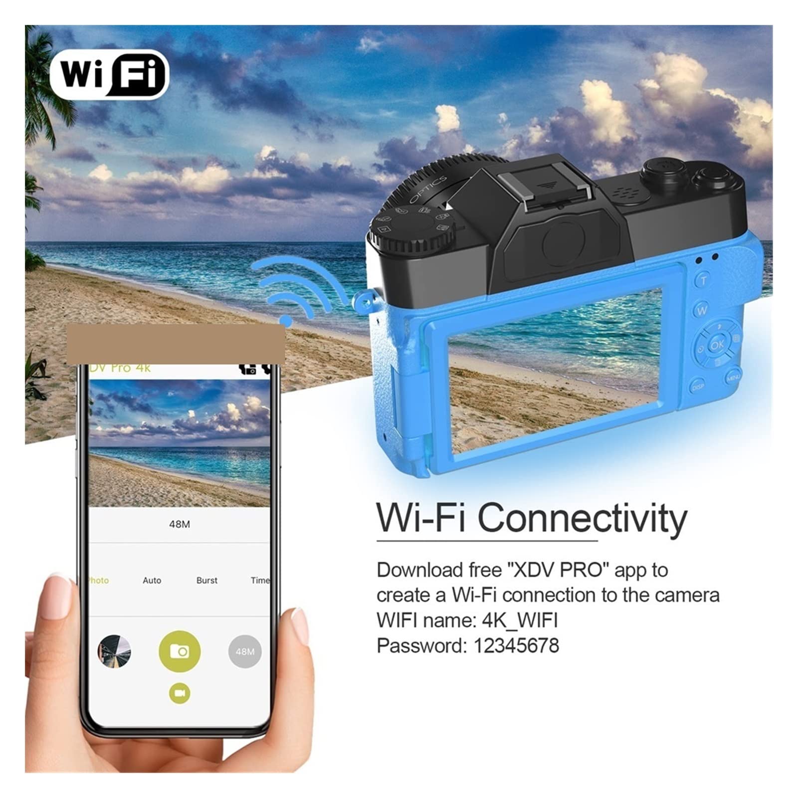 BODORME 48MP AF Camera with 16X Wide Angle & 4K Video - Perfect for Photography & Streaming