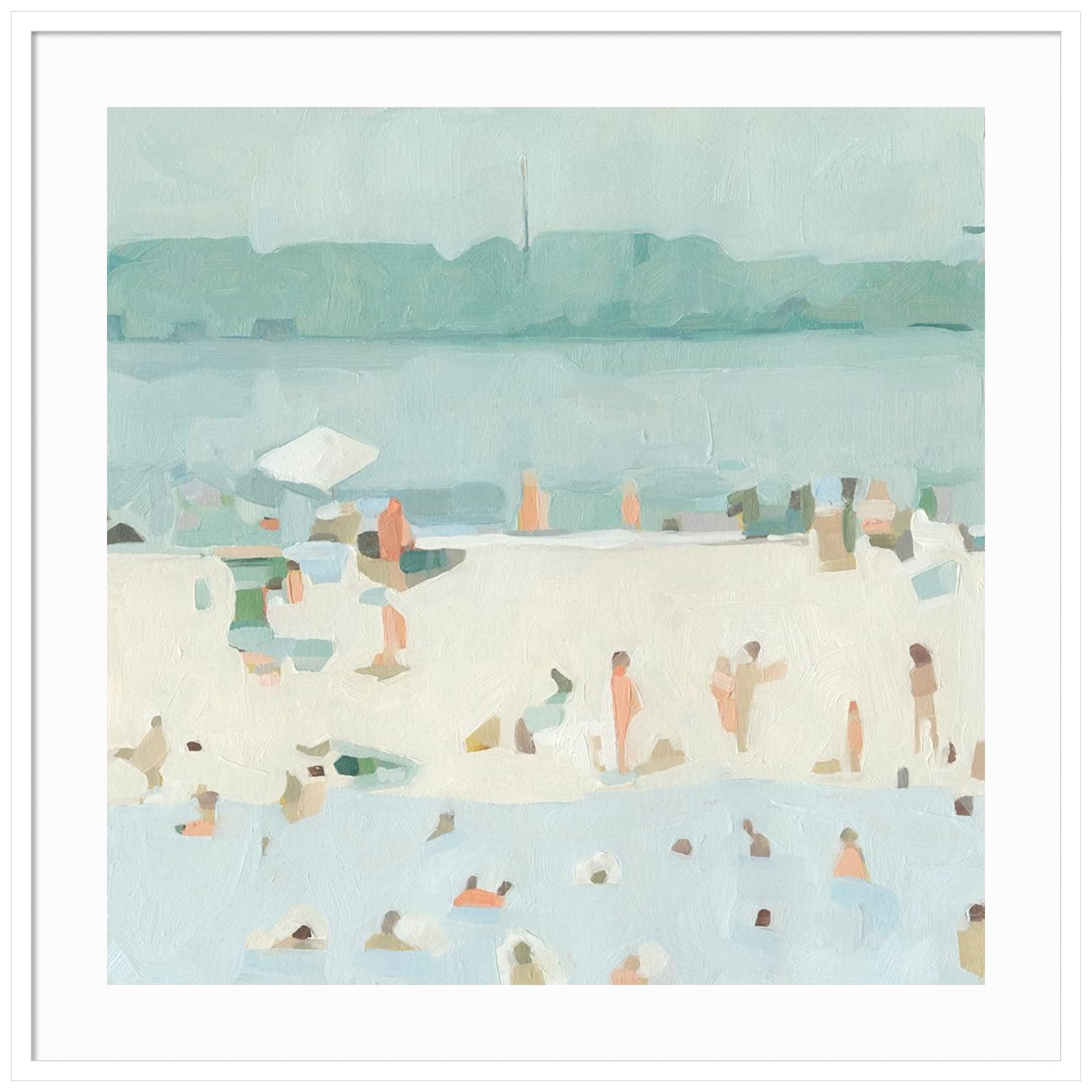 Emma Scarvey Sea Glass Sandbar I Framed Wall Art Print - 41x41 Inches Oversized Wood Frame in Svelte White | Coastal Home Decor for Living Room, Bedroom & Office