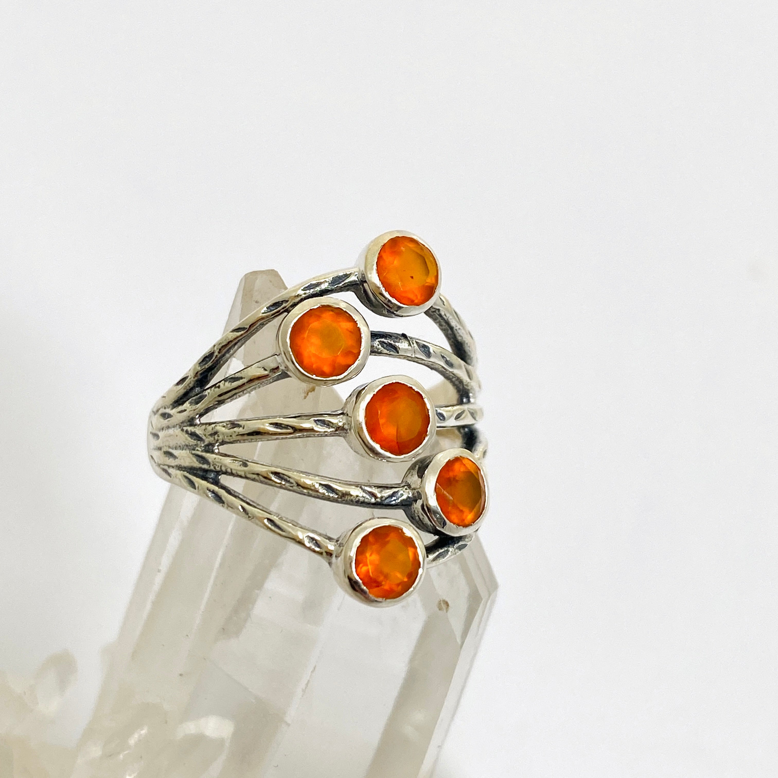 Natural Carnelian Multi-Stone Faceted Gemstone Ring for Women - Handmade Bohemian Jewelry R3875 | Perfect for Boho Chic Outfits, Spiritual Healing & Gift Giving