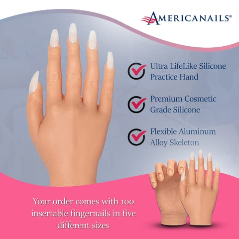 Realistic Silicone Practice Hand for Acrylic Nails – Professional Nail Tech Training Tool with Flexible Mannequin Hand & Insertable Nails | Perfect for Nail Art Practice, Salon Training & DIY Nail Design at Home