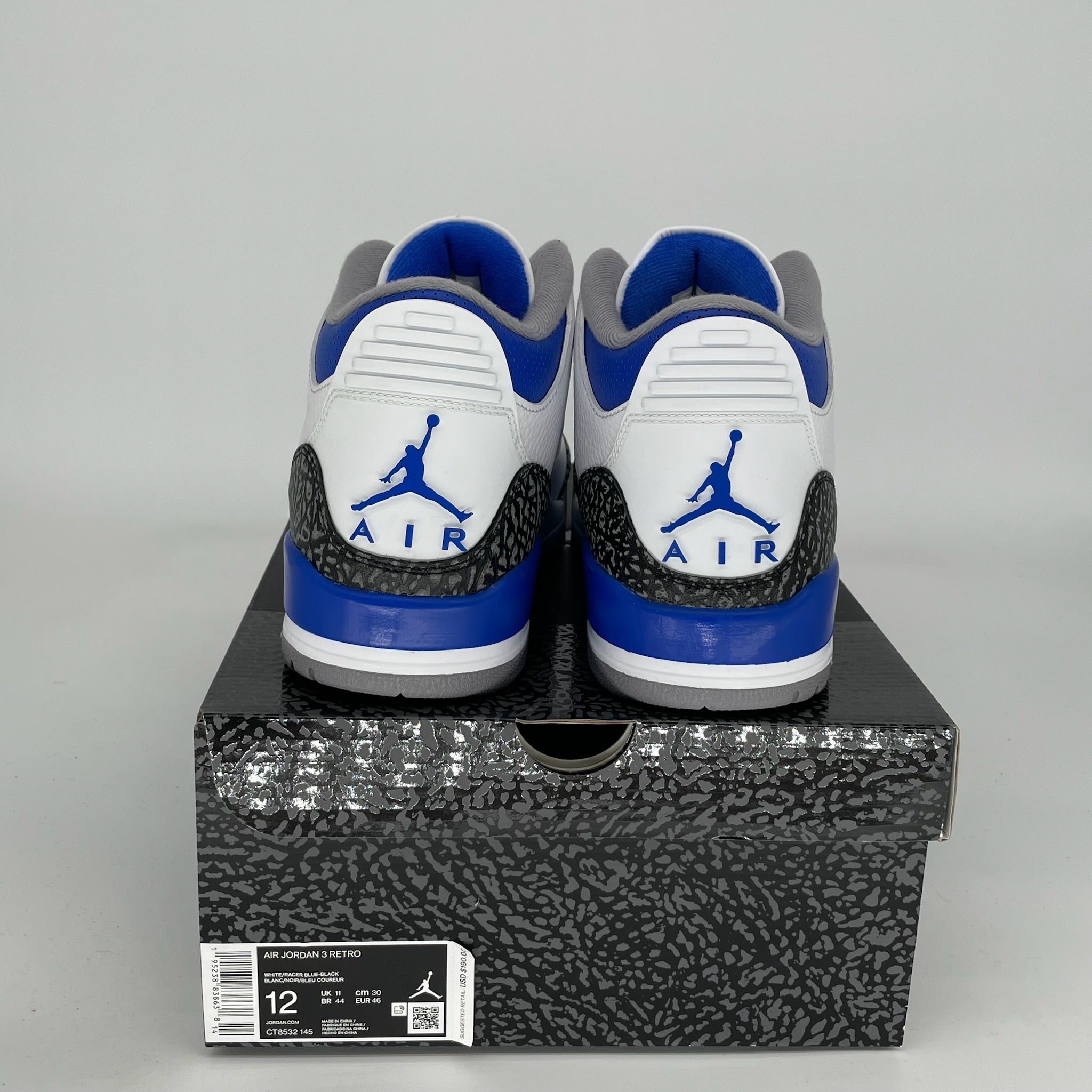 AIR JORDAN 3 RACER BLUE Men's Basketball Shoes - Size 12 (CT8532-145) - Retro Sneakers for Running, Training & Streetwear Fashion