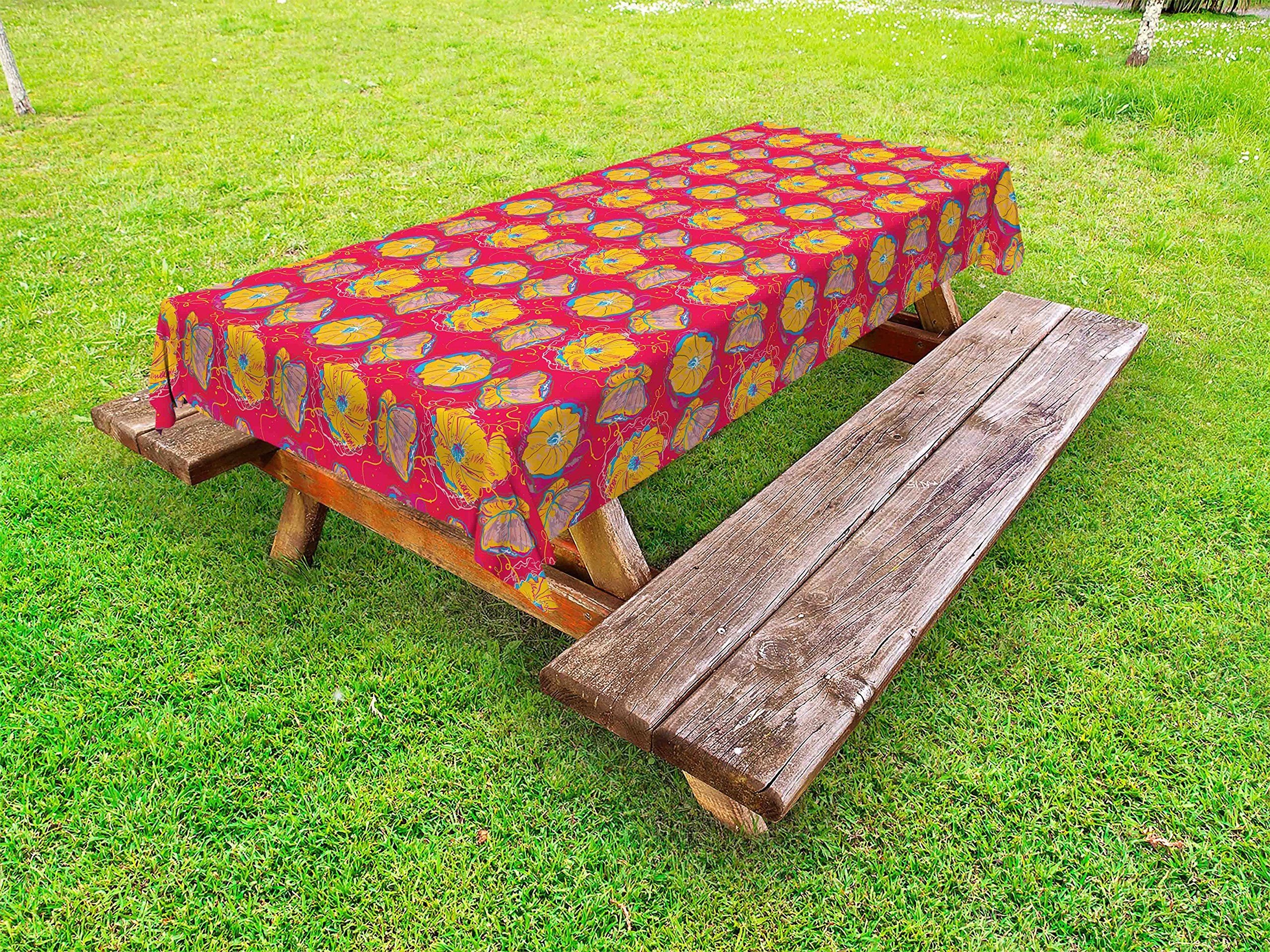 Ambesonne Poppy Flower Waterproof Outdoor Tablecloth - 58
