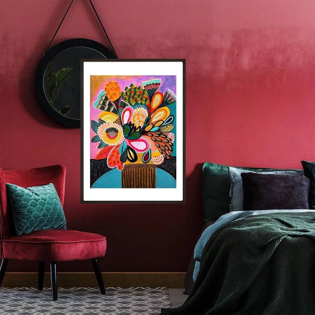 Vibrant Floral Still Life Wall Art Print - Perfect for Living Room, Bedroom & Office Decor