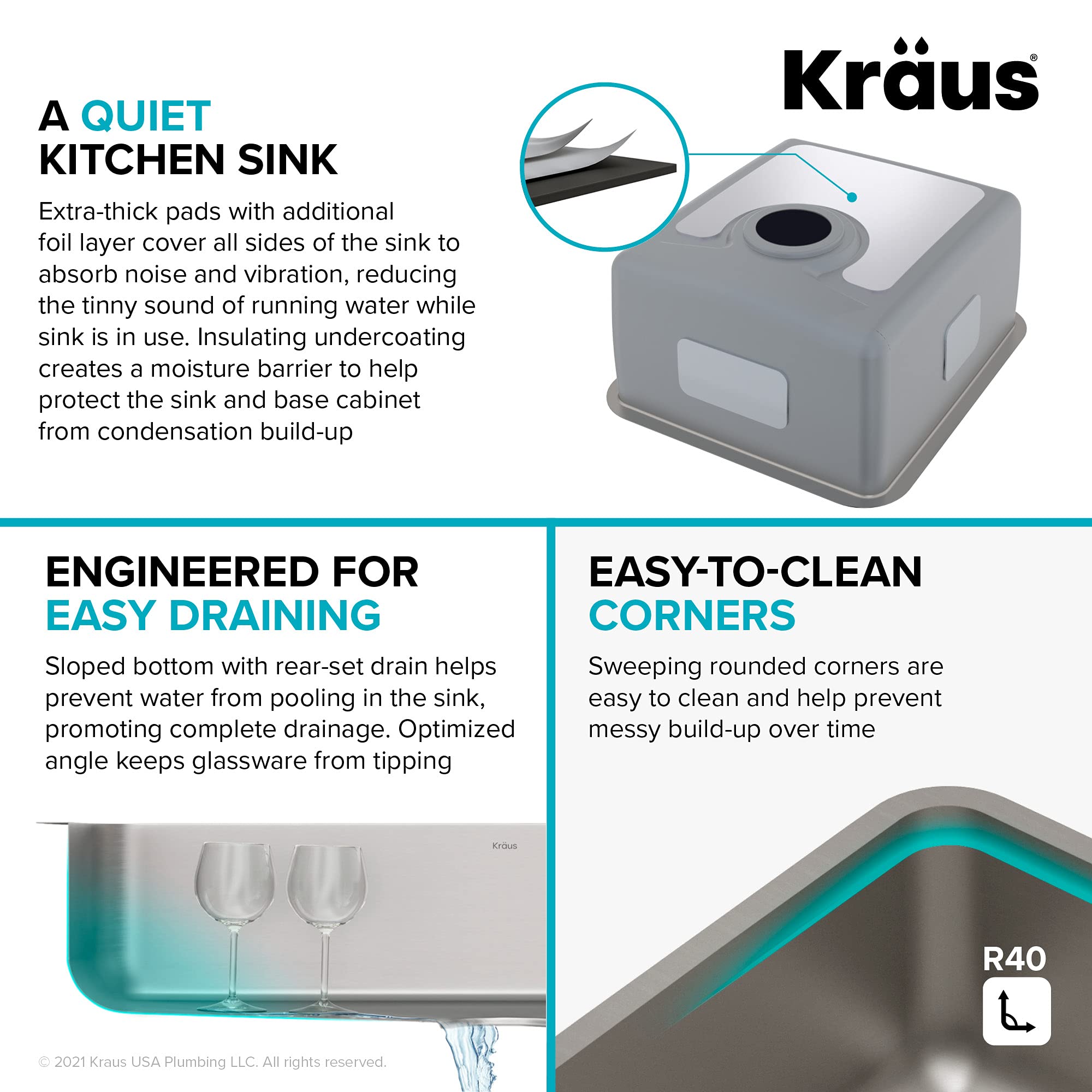 KRAUS Dex 17-Inch Undermount Single Bowl Stainless Steel Kitchen Sink - 16 Gauge, DrainAssure WaterWay, VersiDrain Assembly, Radiant Pearl Finish (KD1US17B) - Perfect for Modern Kitchens, Bars & Small Spaces