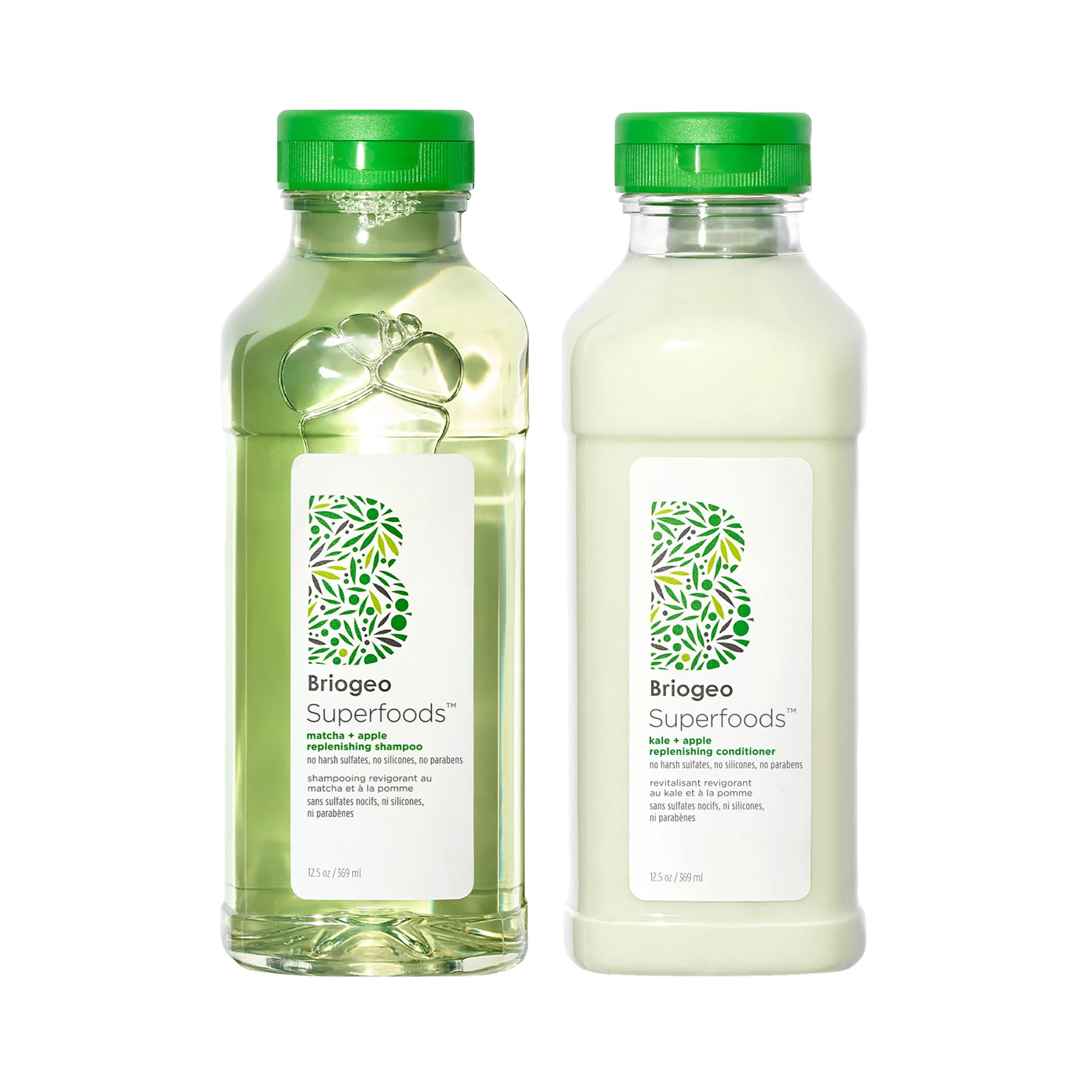 Briogeo Superfoods Matcha Apple Kale Hair Pack - Vegan Shampoo & Conditioner Set for All Hair Types (2 x 12.5 fl oz) | Cruelty-Free Hair Care for Healthy Scalp & Balanced Hair | Perfect for Daily Use & Damaged Hair Repair