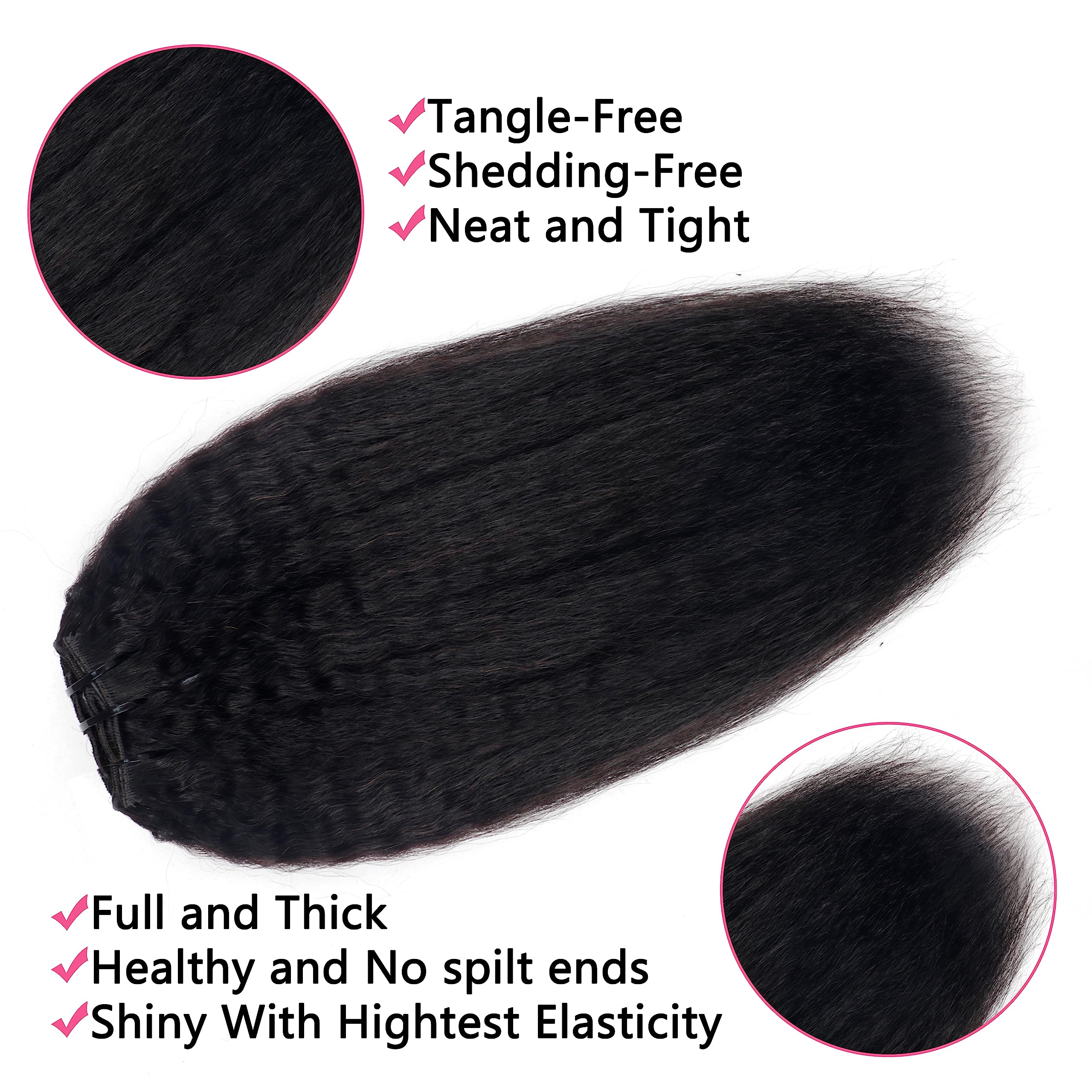 100% Unprocessed Brazilian Virgin Human Hair Clip-In Extensions – 8pcs Kinky Straight 14