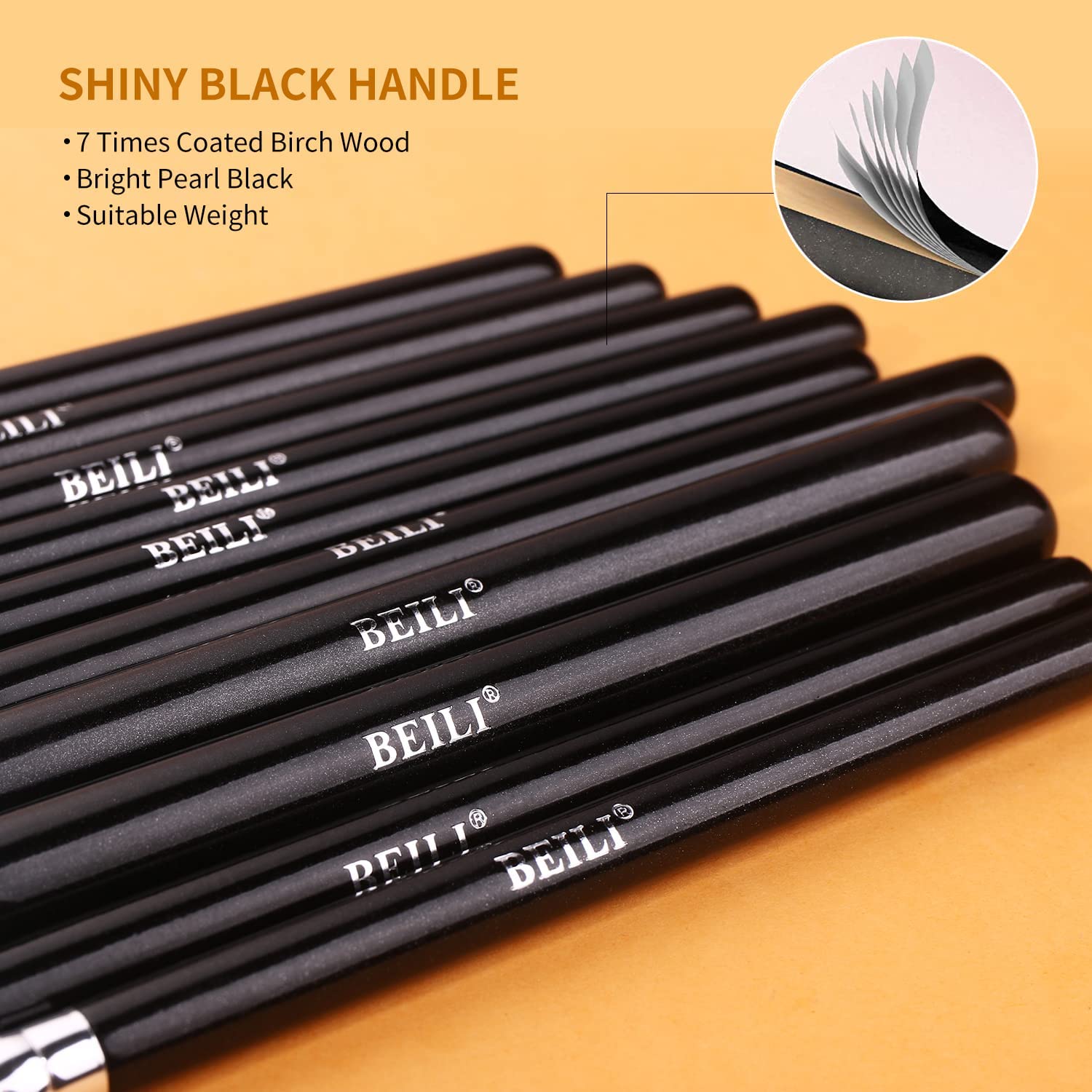 BEILI 15-Piece Professional Makeup Brush Set - Synthetic Kabuki Foundation & Blending Brushes in Classic Black & Silver | Perfect for Contouring, Highlighting & Flawless Makeup Application