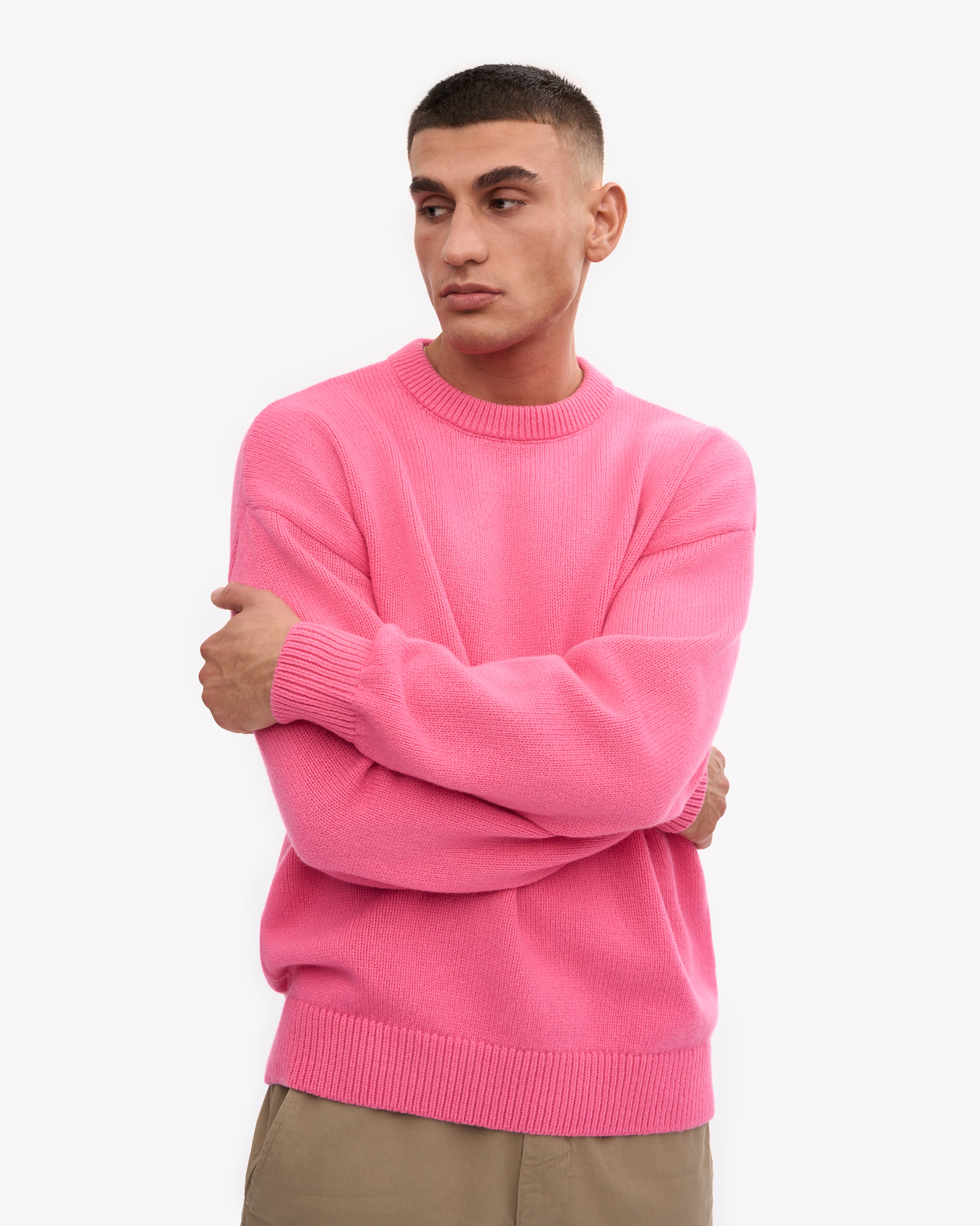 Oversized Merino Wool Crew Neck Sweater - Bubblegum Pink | Soft & Warm Winter Knitwear for Women | Perfect for Casual Outfits, Office Wear & Cozy Nights