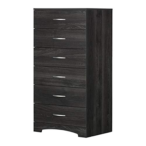 BOWERY HILL 6-Drawer Chest - Tall Lingerie Dresser for Bedroom, Distressed Grey Finish - Perfect for Master Bedroom, Guest Room or Closet Organization