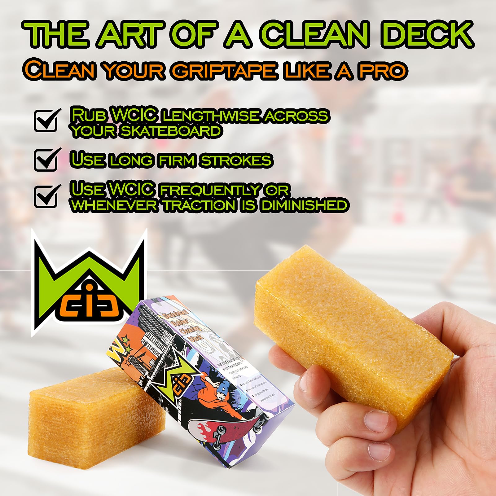 Skateboard Grip Tape Cleaner Rubber Abrasive Cleaning Stick - Durable Skateboard Accessories for Boys & Girls - Perfect for Skate Park, Street, and Home Maintenance