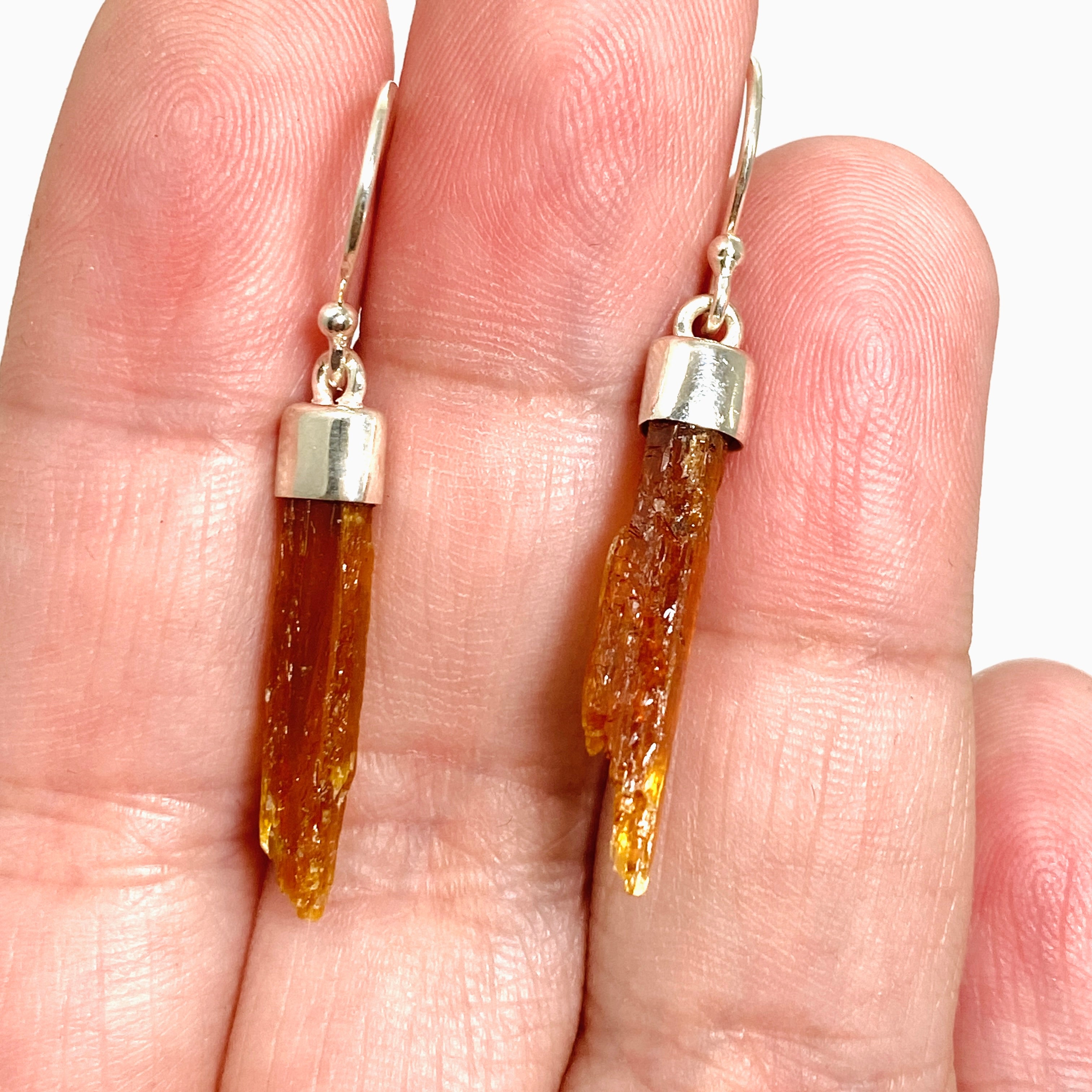 Natural Orange Kyanite Raw Crystal Stud Earrings - Handmade Gemstone Jewelry KEGJ1528 for Meditation, Healing & Spiritual Energy
