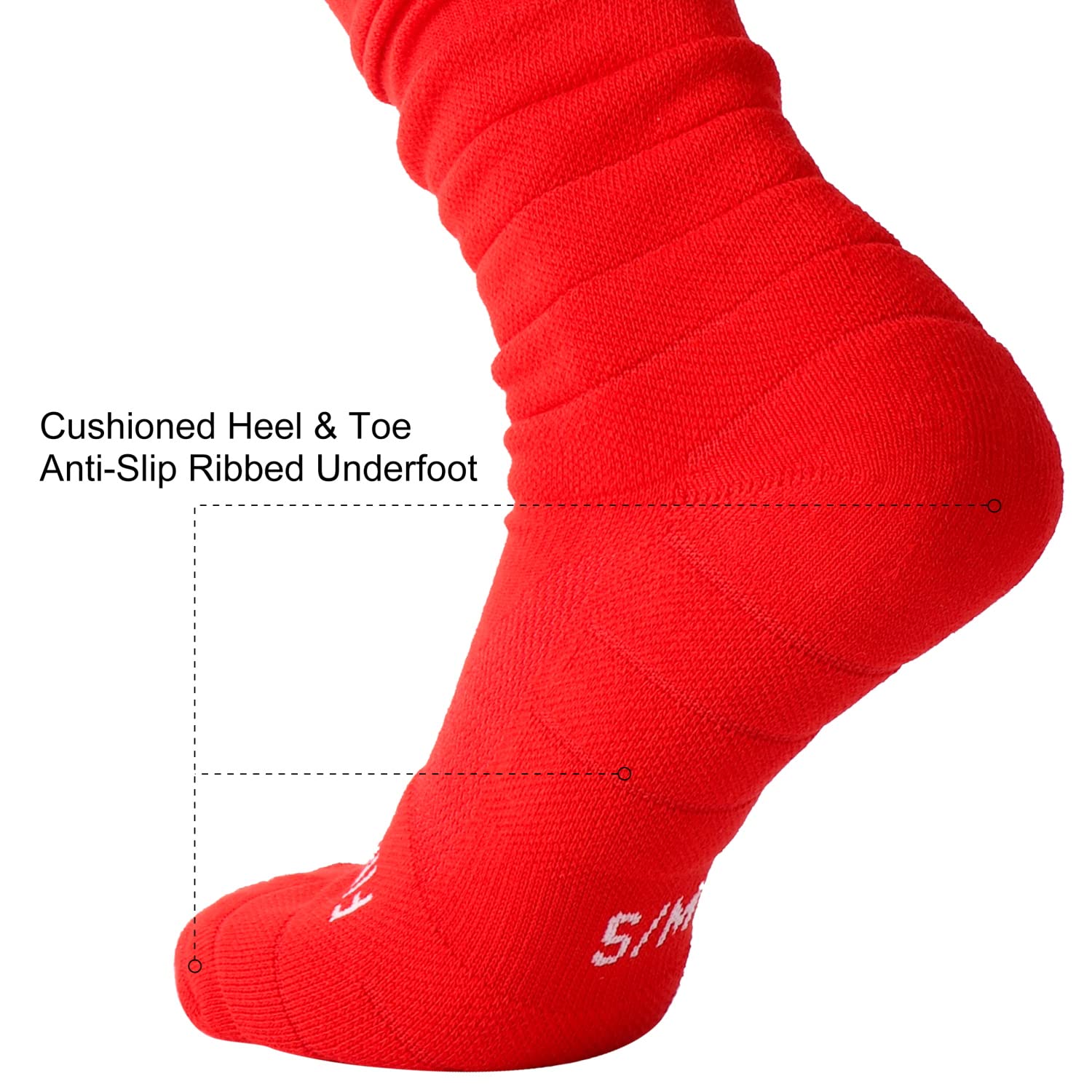 Findway Scrunch Football Socks - 2 Pairs Extra Long Padded Soccer Socks for Men & Boys | Compression Athletic Socks for Soccer, Running & Sports Performance