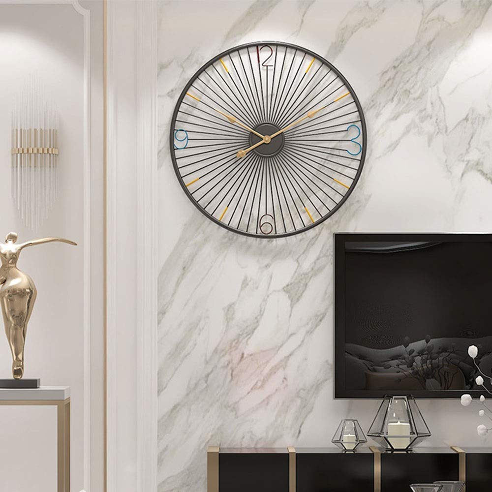 50cm Modern Minimalist Wall Clock - Silent Non-Ticking Round Iron Wall Clock for Living Room, Bedroom, Office - Black (Perfect for Home Decor & Gift Ideas)