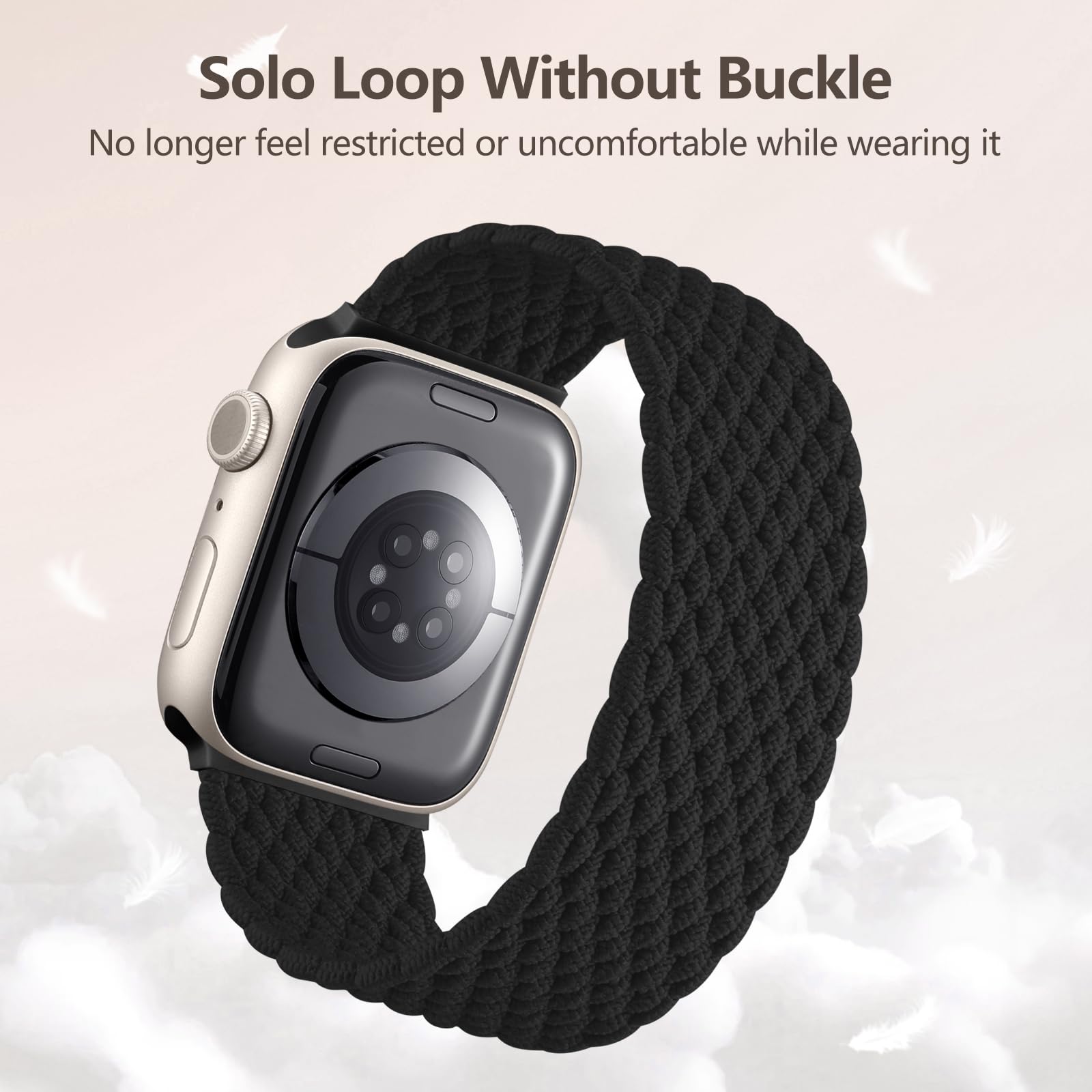 Braided Stretch Solo Loop Band for Apple Watch 40mm 41mm 38mm - Compatible with Series 9/8/7/6/5/4/3/2/1/SE/Ultra - Soft Elastic Sport Strap for Women & Men - Perfect for Workouts, Running & Everyday Wear