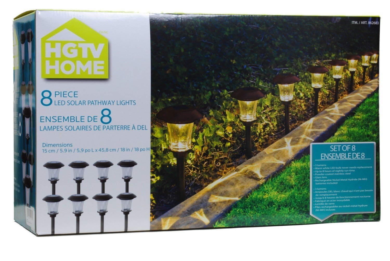 8 Piece LED Solar Pathway Lights - Waterproof Outdoor Garden Lights for Walkway, Driveway, Patio, Yard, and Landscape Decoration