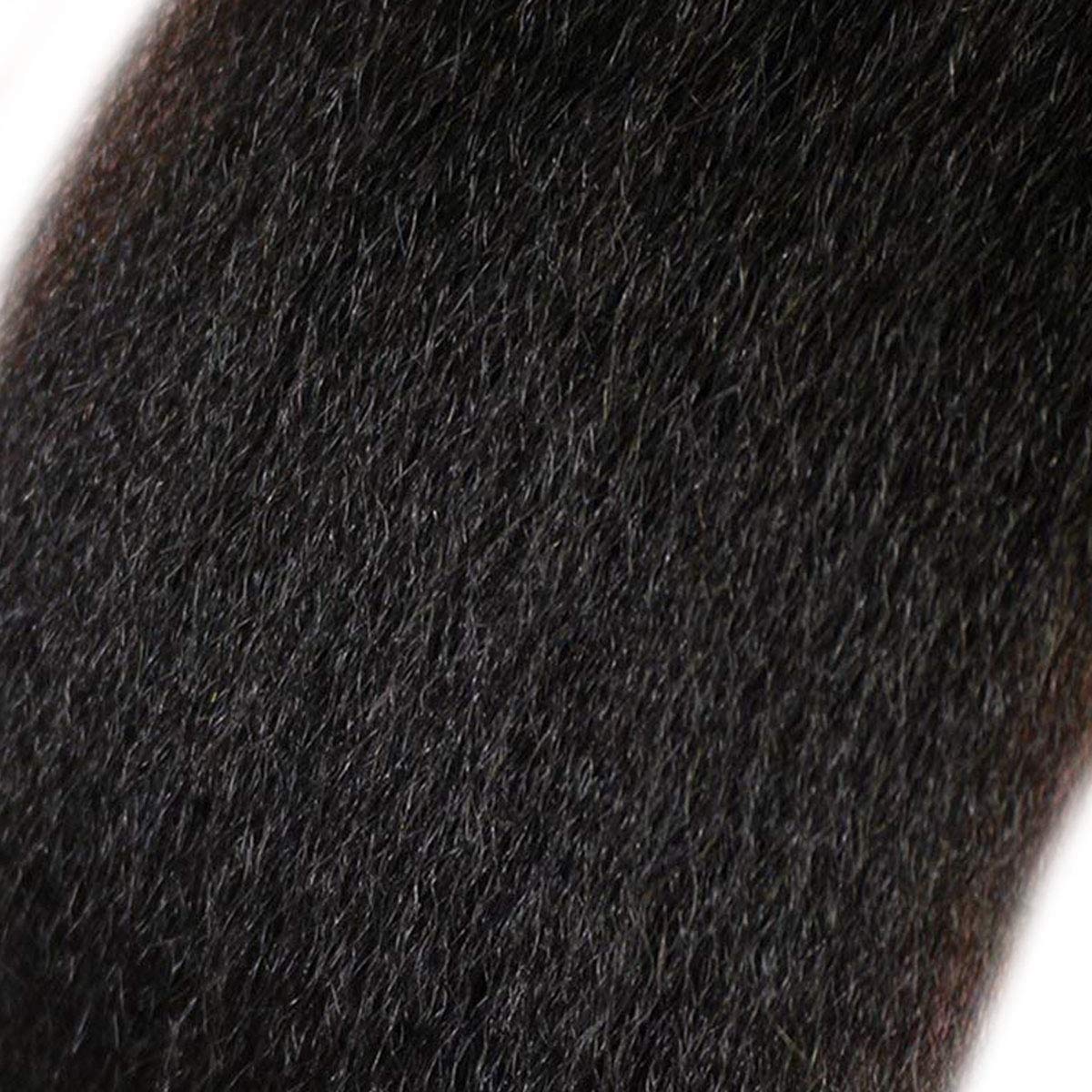 150% Density Kinky Straight 360 Lace Frontal Wig - 10A Brazilian Virgin Human Hair with Pre-Plucked Hairline & Baby Hair - Italian Yaki Straight 12