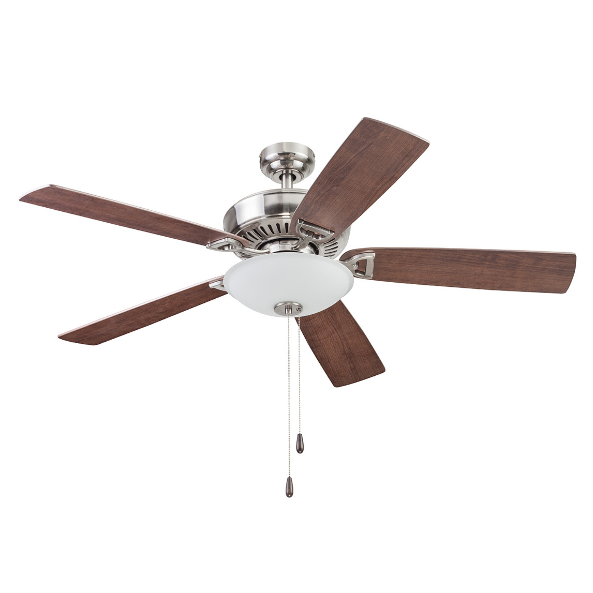 52 Inch Montlake Brushed Nickel Ceiling Fan with Pull Chain - Modern Indoor Cooling for Living Room, Bedroom & Office
