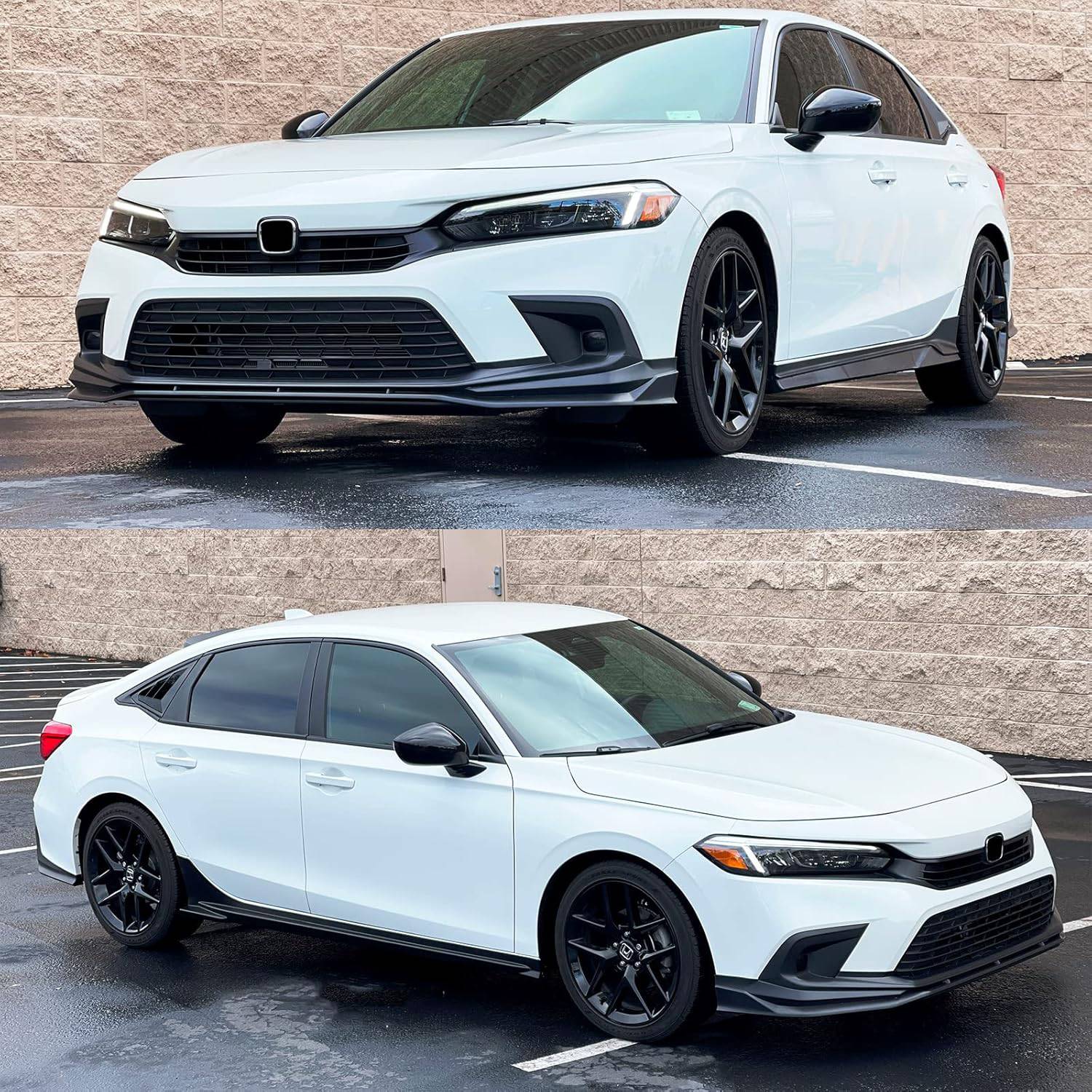2022-2025 Honda Civic Sedan & Hatchback Front Bumper Lip Spoiler - Matte Black Unpainted PP Material | Enhances Aerodynamics & Sporty Look | Perfect for Street Racing & Car Shows