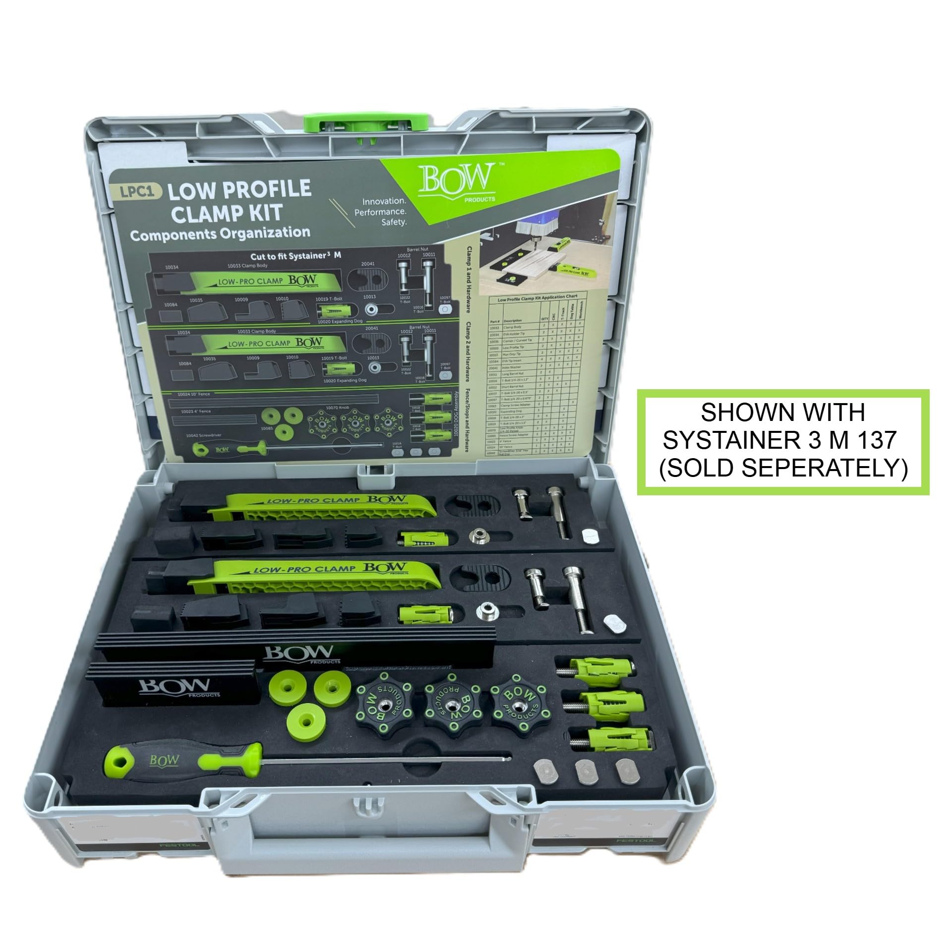 BOW Products Low Profile Clamping Kit - CNC Machine Clamps, MFT Table Clamps, Workbench Hold Downs with Interchangeable Tips & Hardware - Perfect for Woodworking, Metalworking & DIY Projects