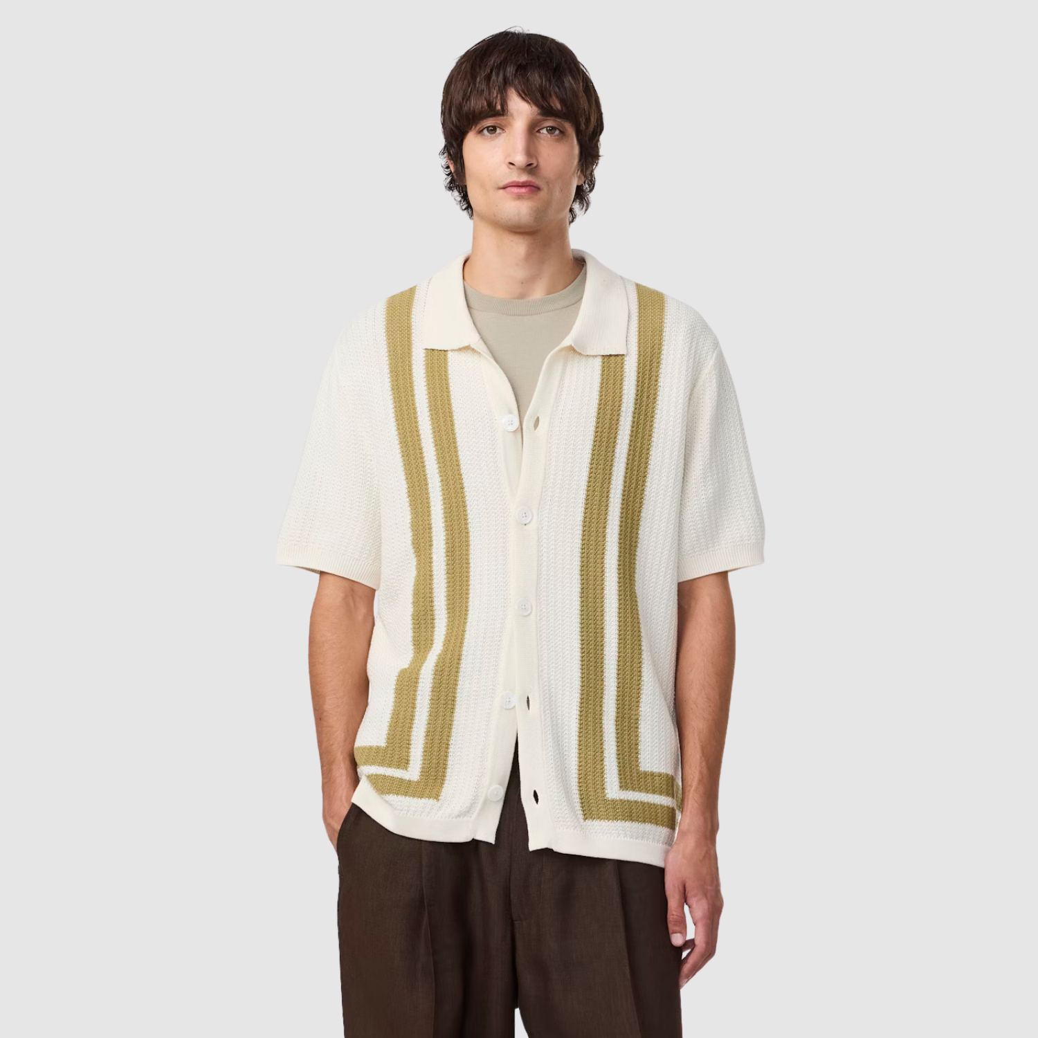 Ares 6636 Textured Stitch Casual Shirt for Men - Ivory Cotton Button Down Shirt | Perfect for Office, Date Night & Business Casual Outfits