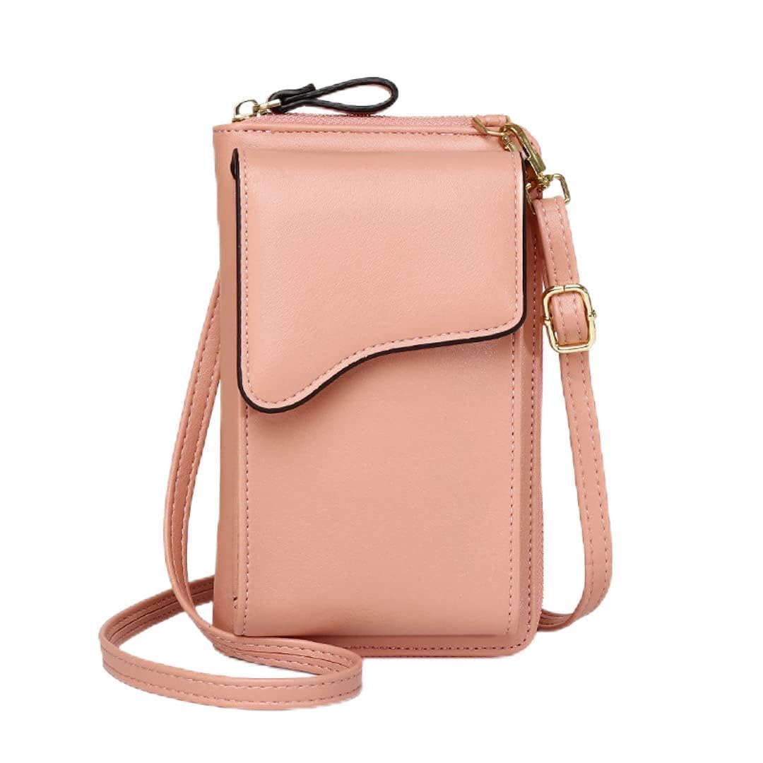 Women's Crossbody Bag with Credit Card Slots - Adjustable Shoulder Strap Phone Purse for iPhone X/Xs | Wallet, Clutch & Shoulder Bag | Perfect Gift for Girls & Daily Use (Pink)