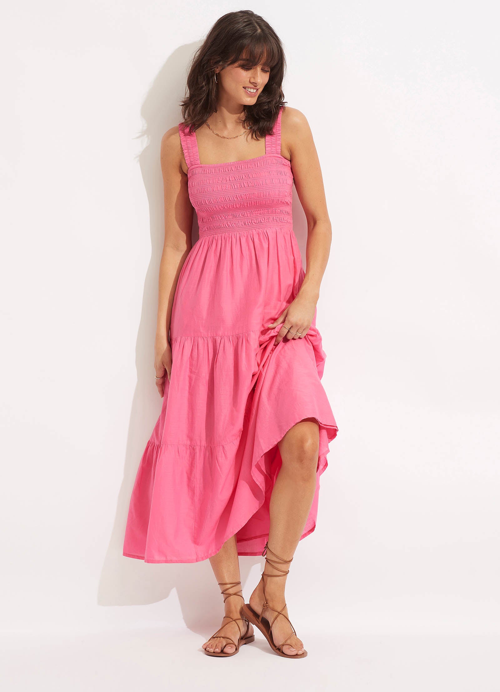 Faithful Midi Dress in Pink - Elegant Floral Summer Dress for Women | Perfect for Weddings, Parties & Date Nights