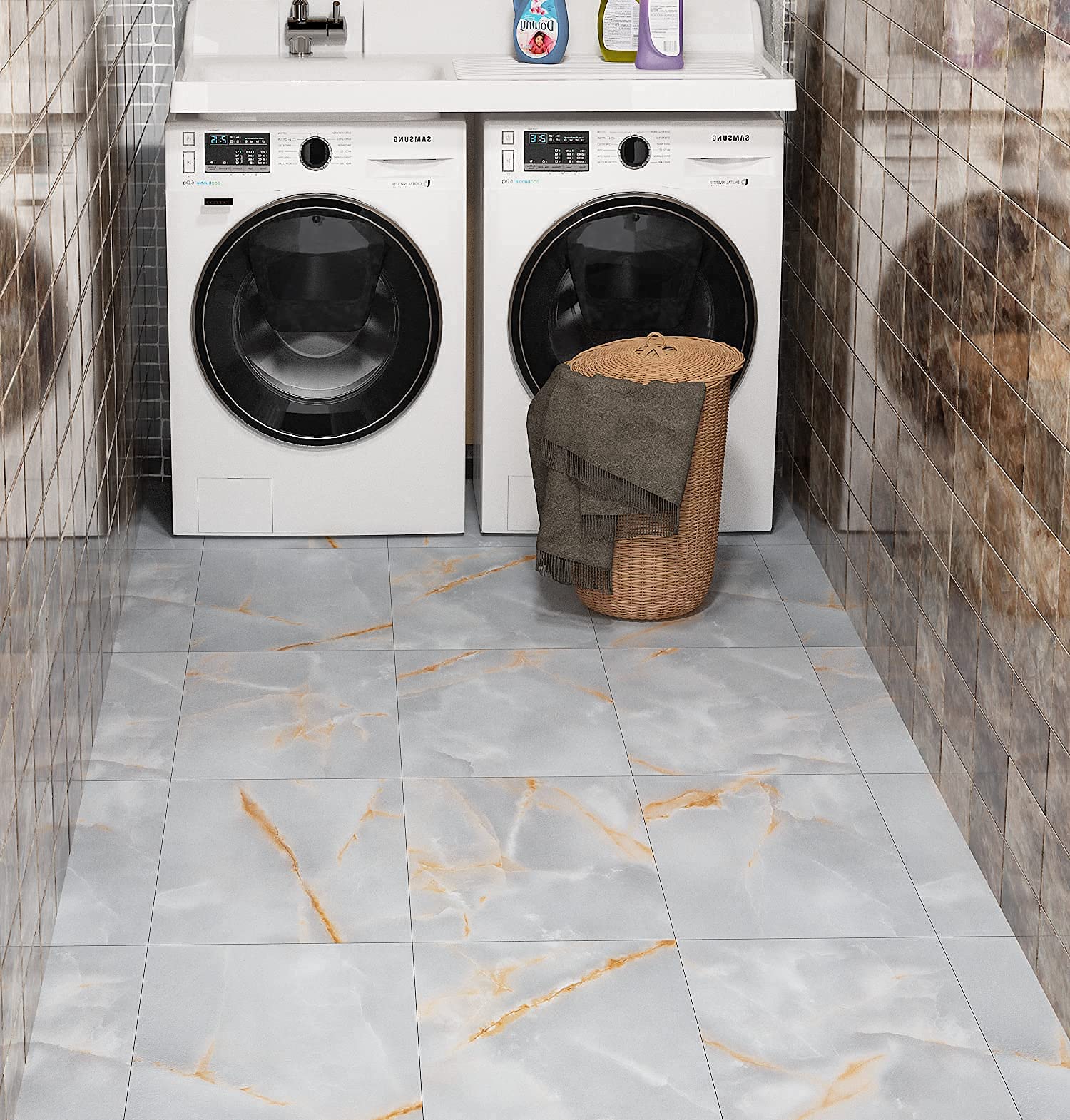 FunStick Marble Peel and Stick Floor Tile - 12