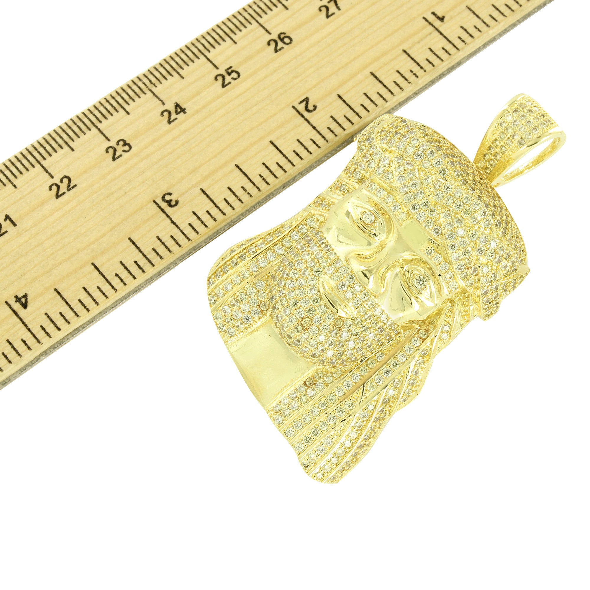 14K Gold Plated Yellow Lab Diamond Jesus Pendant Necklace - Religious Cross Charm for Women & Men - Perfect for Church, Baptism & Daily Wear