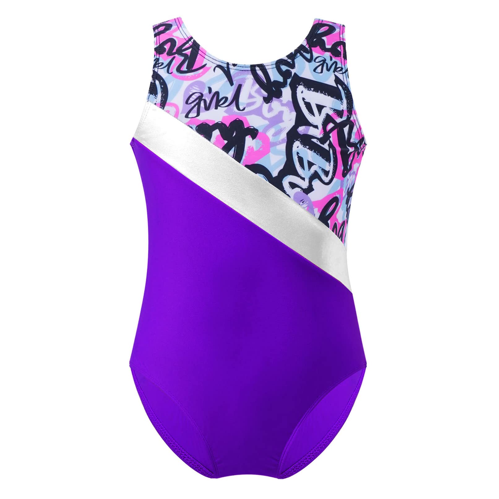 Fldy Girls' Shiny Sequins Gymnastics Leotard - Ballet Dance Costume One-Piece Bodysuit for Kids - Perfect for Ballet Class, Dance Recitals & Gymnastics Practice