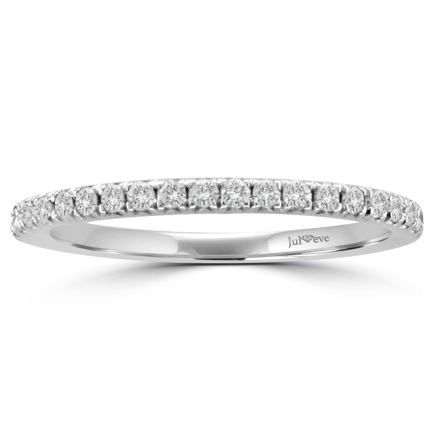 JULEVE 14K White Gold 0.36 CTW Diamond Wedding Band Ring for Women - Perfect for Engagement, Anniversary & Bridal Jewelry Gifts