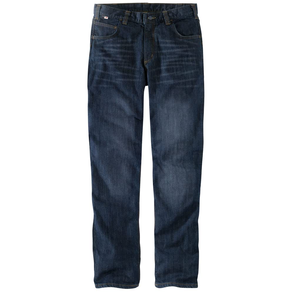 Carhartt Men's Flame Resistant Rugged Flex Relaxed Fit 5 Pocket Tapered Jean Pants - Durable Workwear for Construction, Welding & Outdoor Jobs