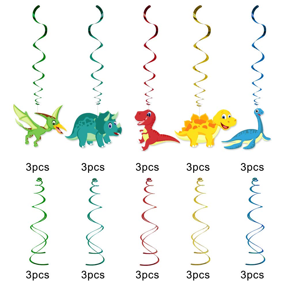 30-Piece Dinosaur Hanging Swirl Decorations - Dinosaur Theme Baby Shower & Birthday Party Supplies for Boys - Perfect for Nursery, Classroom, and Dinosaur-Themed Party Decor