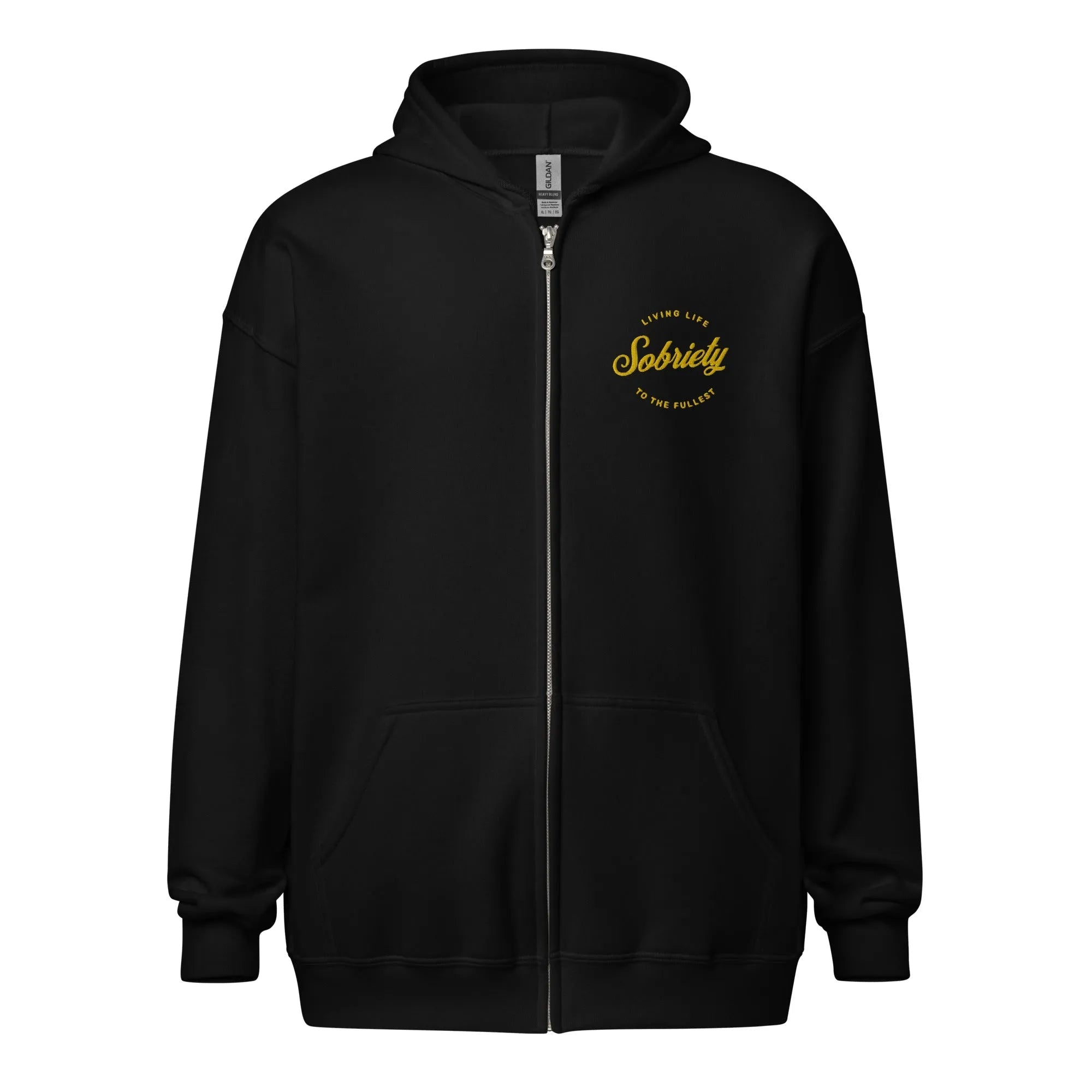 Sobriety Embroidered Zip Hoodie - Stylish & Comfortable for Everyday Wear - Perfect for Casual Outfits, Gym, and Outdoor Activities