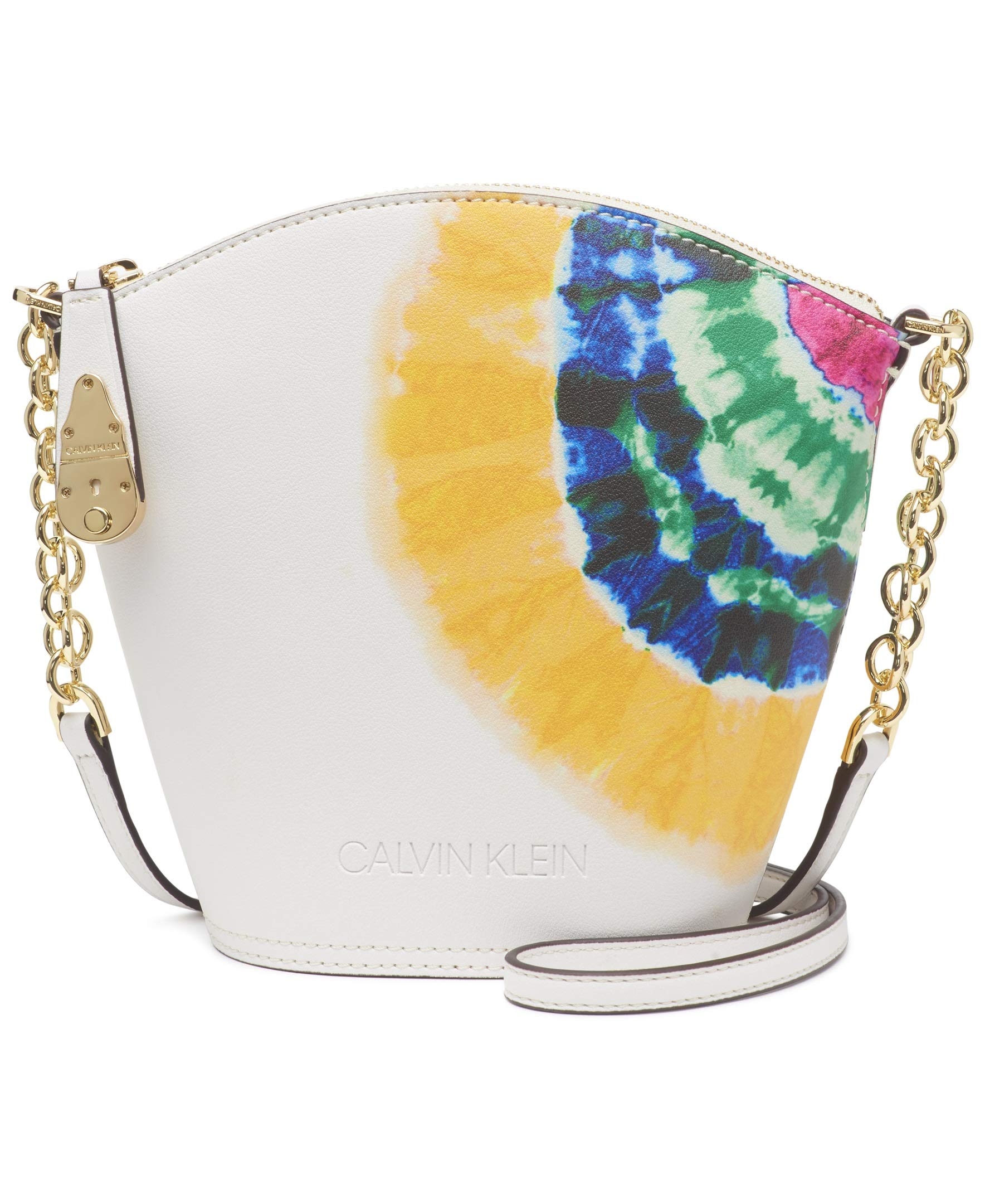 Calvin Klein Statement Series Lock Daytona Leather Crossbody Bag with Top Zip - Stylish & Secure for Work, Travel & Everyday Use