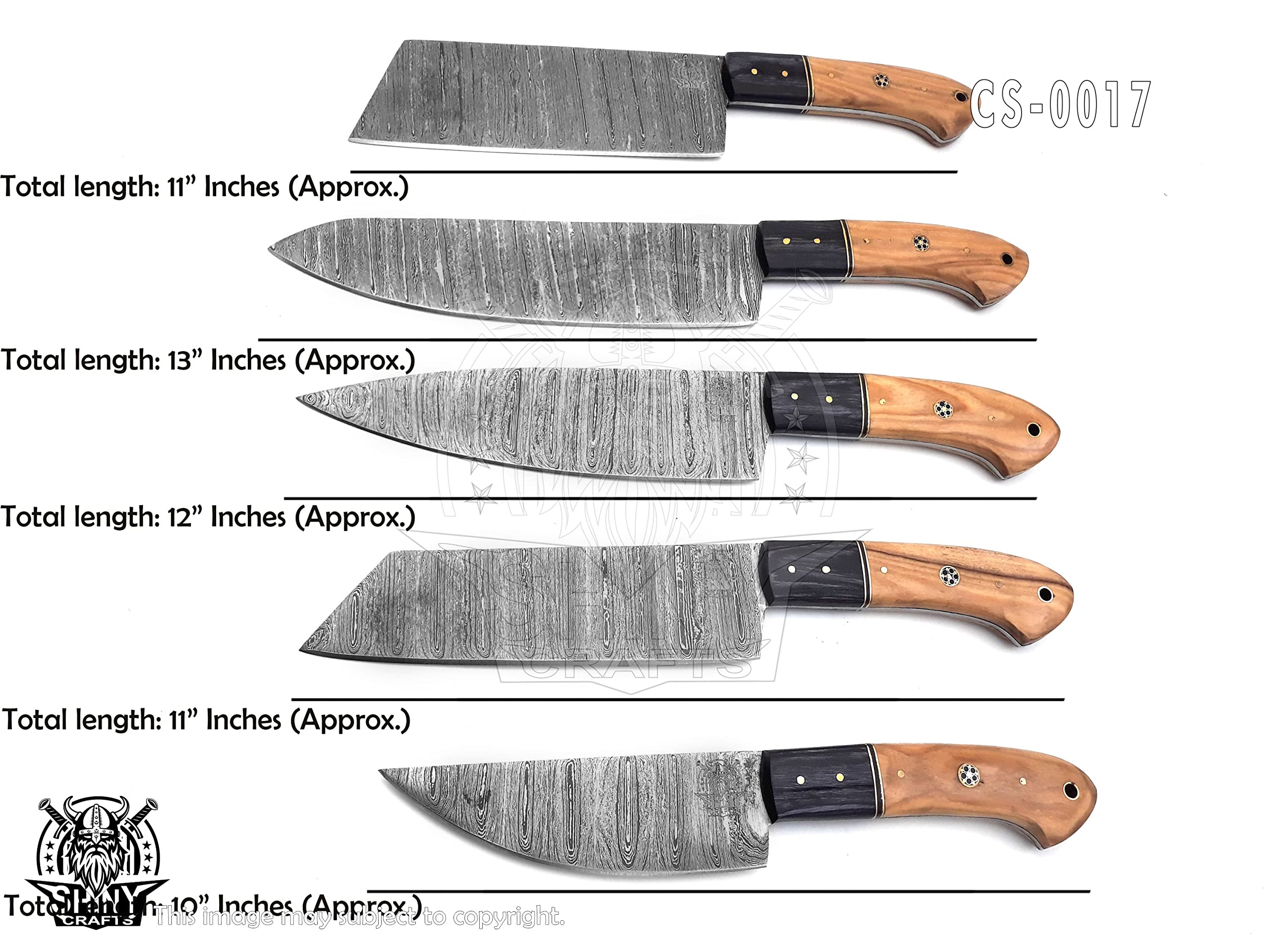 Premium Handmade Damascus Steel Kitchen Knife Set with Camel Bone Handle - Razor-Sharp Chef Knives in Leather Pouch Roll (CS-17) - Perfect for Professional Chefs, Home Cooking & Culinary Gifts