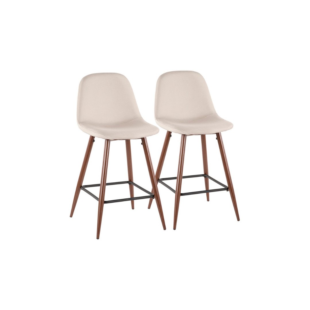 Modern Pebble Counter Stools (Set of 2) - Bar Height Kitchen Island Stools with Back Support for Dining Room, Breakfast Nook & Home Decor