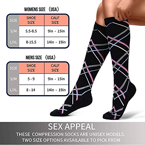 Best Compression Socks for Women & Men - Improve Blood Circulation & Reduce Swelling - Ideal for Running, Nursing, Travel & Long Flights - Perfect Athletic Support Socks for Workouts & Daily Wear