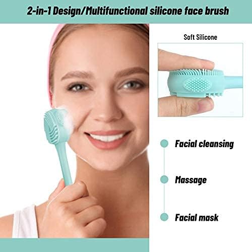 Silicone Facial Cleansing Brush - Exfoliating & Makeup Removal Tool with Soft Bristles for Deep Cleaning, Blackhead Removal & Skin Care | Perfect for Daily Face Wash, Mask Application & Makeup Removal (Pink)
