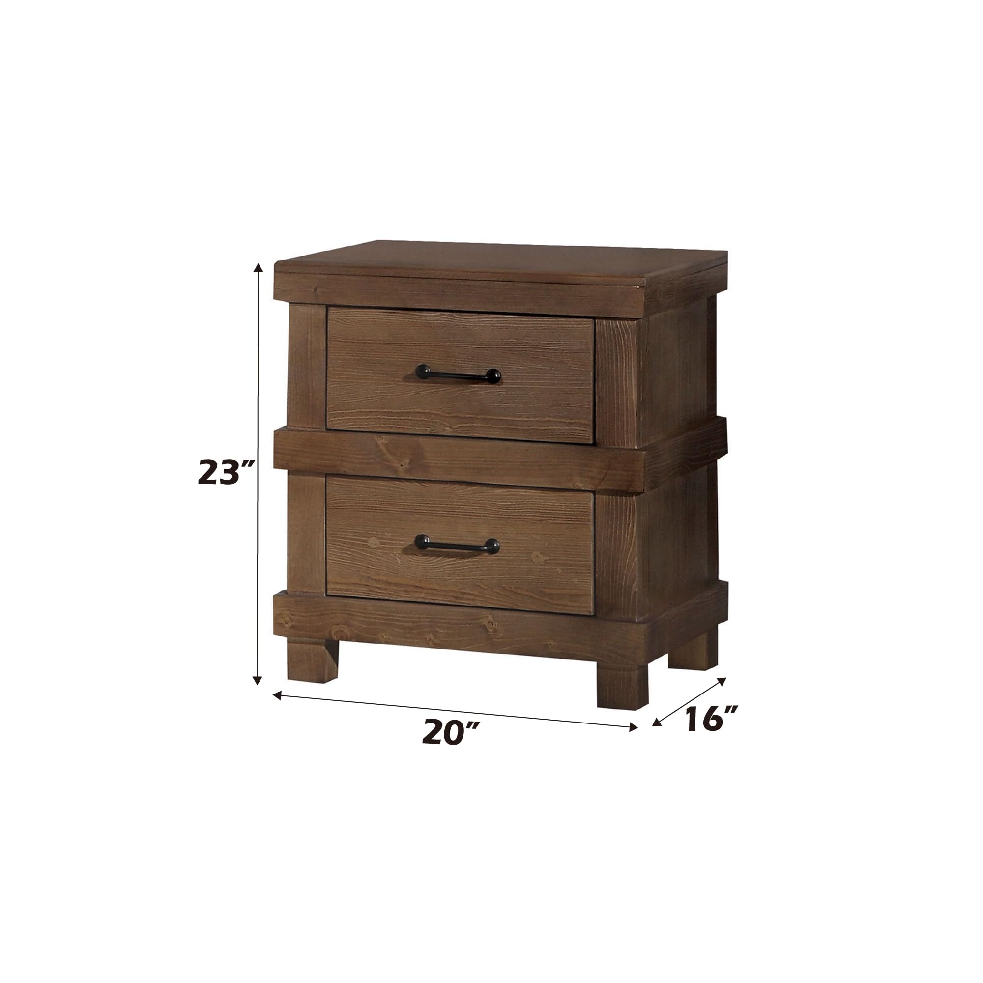 Acme Furniture Adams Wood Nightstand in Antique Oak - Solid Wood Bedside Table with Drawer for Bedroom, Living Room & Guest Room