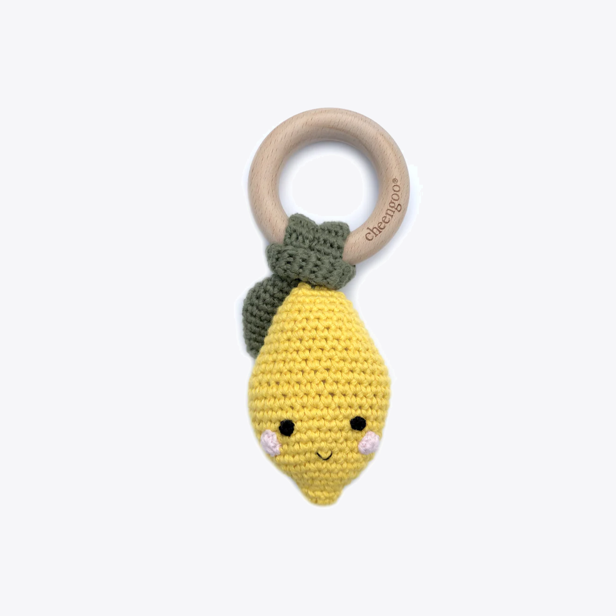 Organic Lemon Teething Rattle for Babies - Natural Wooden Chew Toy for Soothing Sore Gums | Perfect Infant Teether for Newborns & Toddlers | Safe for Daycare, Travel & Playtime