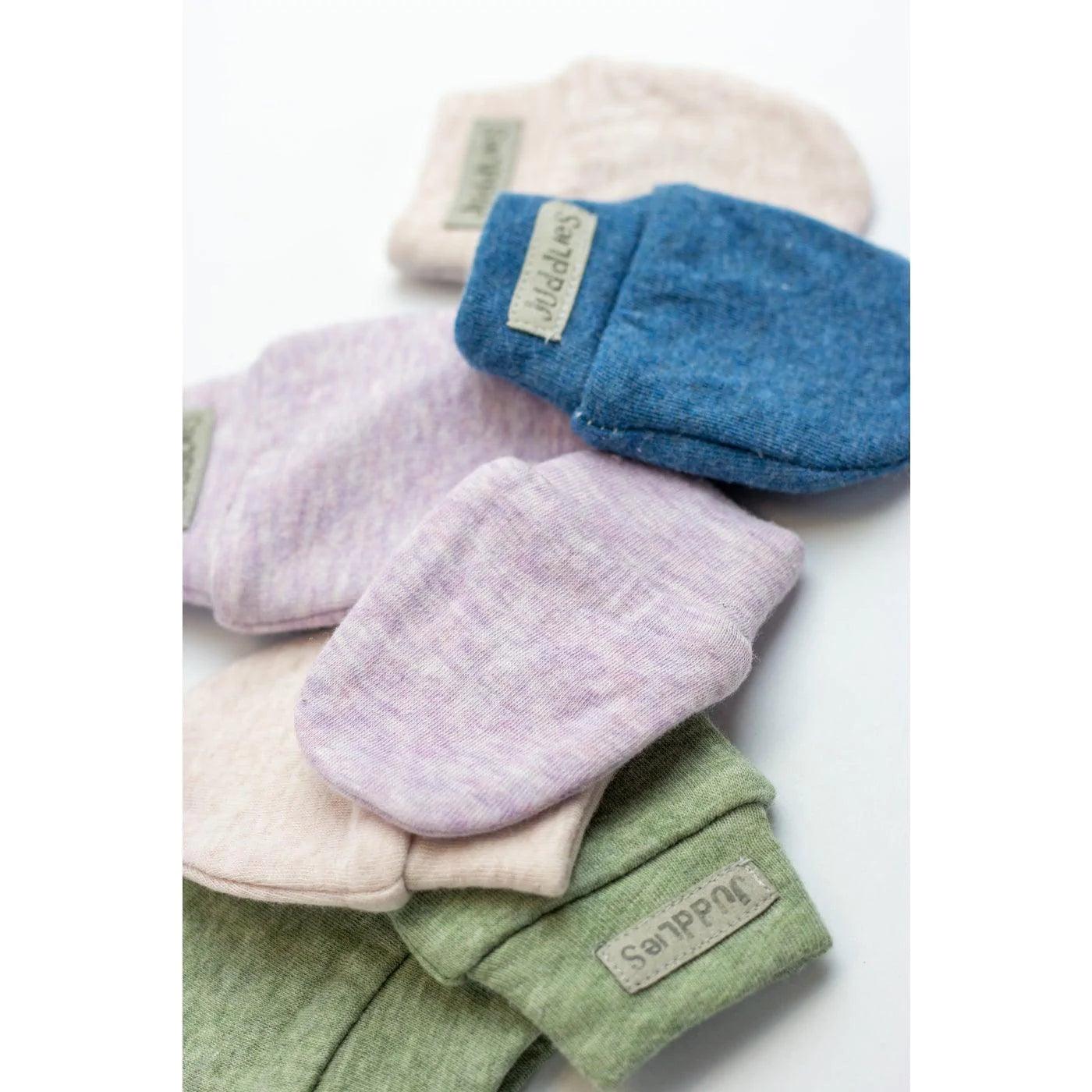 Juddlies Scratch Mitts for Babies - Soft Olive Fleck Mittens to Prevent Scratching | Newborn Essentials for Safe Sleep & Playtime