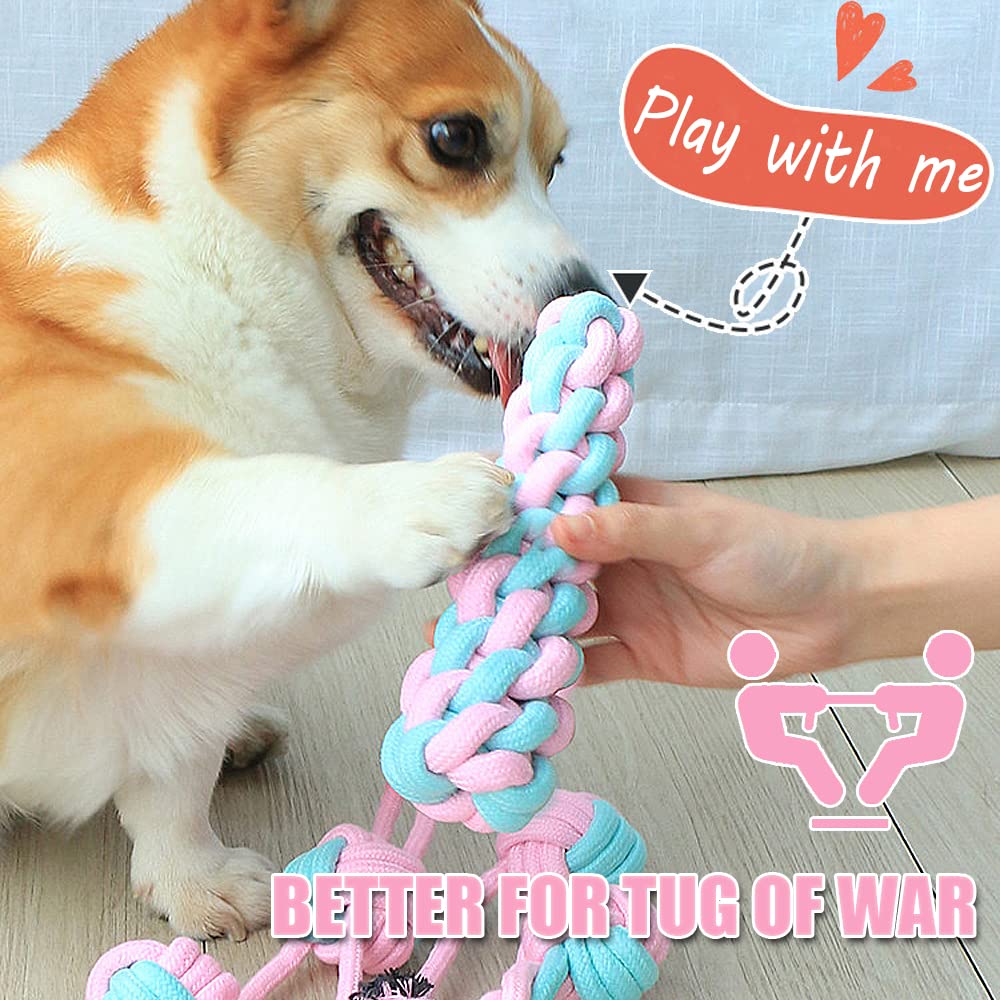 Speedy Panther 7Pcs Natural Cotton Dog Rope Toys for Small & Medium Dogs - Puppy Chew Toys & Teething Toys for Puppies 8+ Weeks - Durable Tug Toys for Indoor & Outdoor Play, Training & Bonding