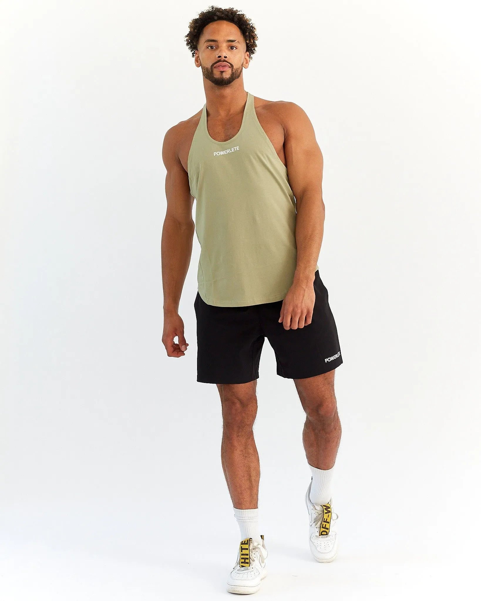Powerlete Evolve Men's Workout Vest - Lightweight, Breathable Fitness Running Jacket for Gym & Outdoor Training - Khaki Color