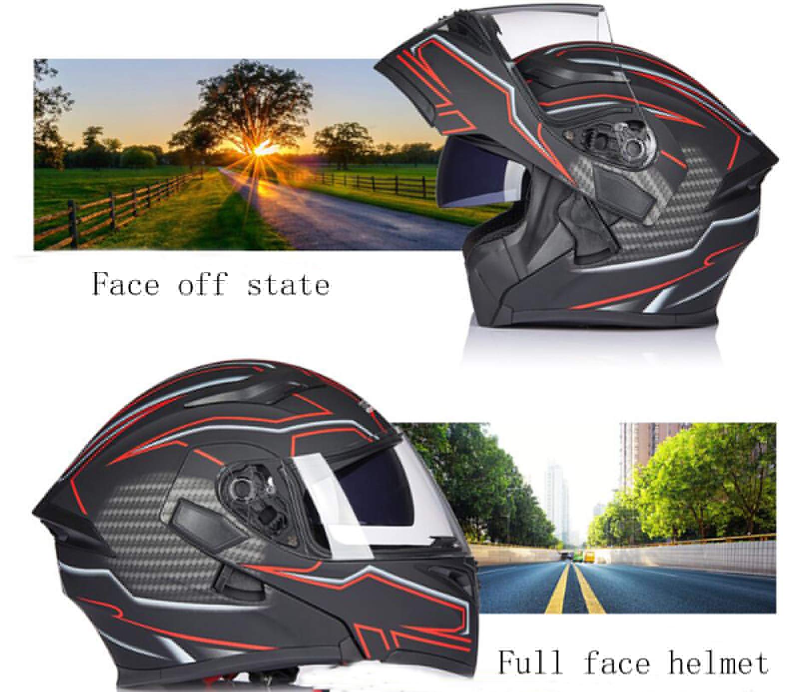 DOT Approved Full Face Flip Up Motorcycle Helmet - Lightweight Motorbike & Moped Helmet for Men & Women - Perfect for Street Riding, Commuting & Adventure Tours