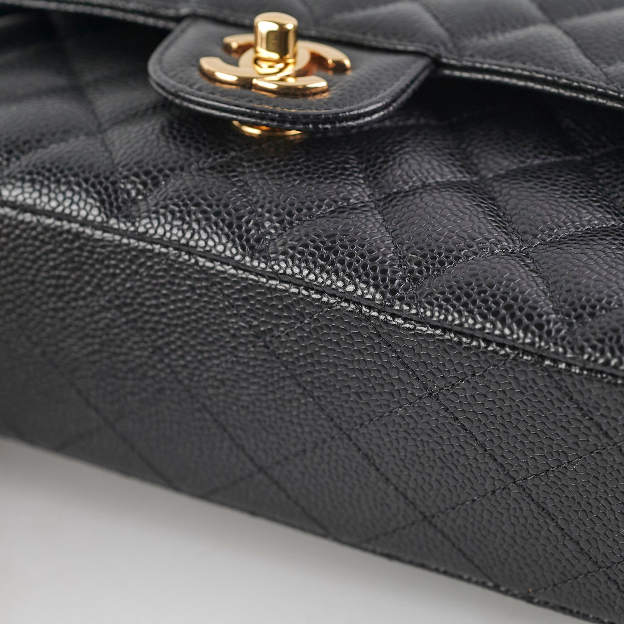 Chanel Caviar Leather Medium/Large Double Classic Flap Bag Black - Luxury Designer Handbag for Women, Perfect for Work, Evening Events & Special Occasions